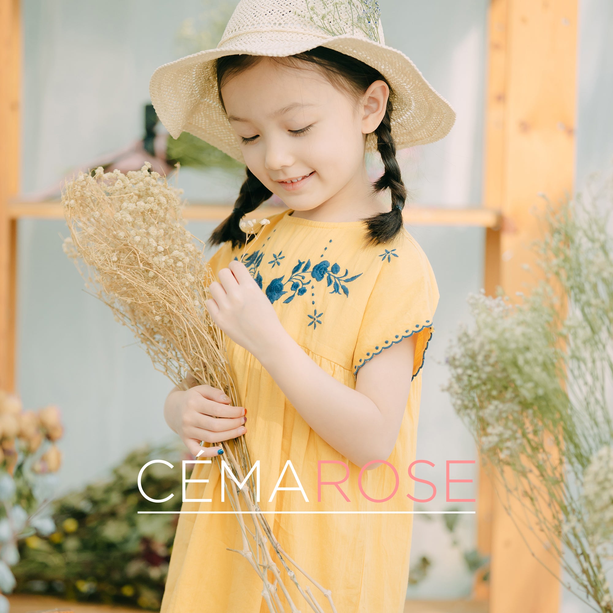 Girls Saffron Printed Cotton Dress