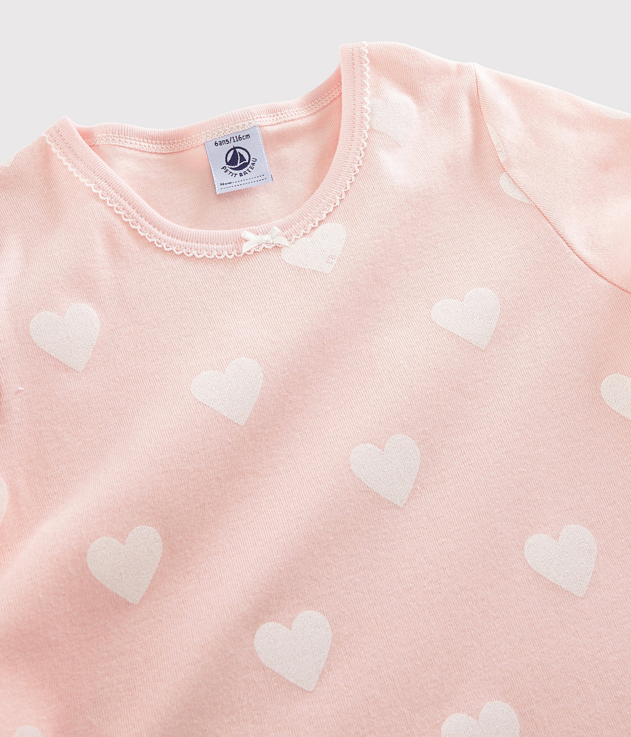 Girls Pink Heart Cotton Nightwear Set