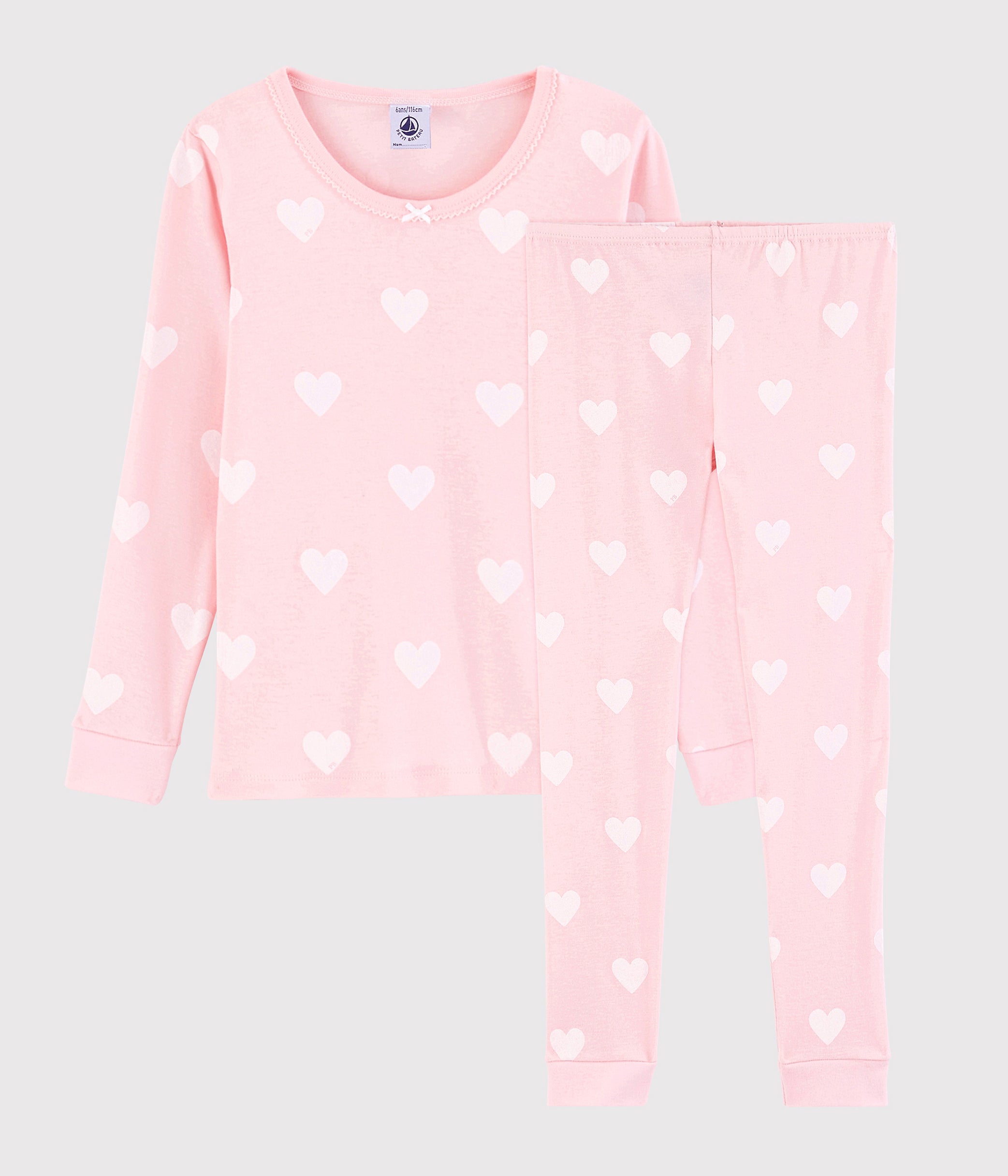 Girls Pink Heart Cotton Nightwear Set