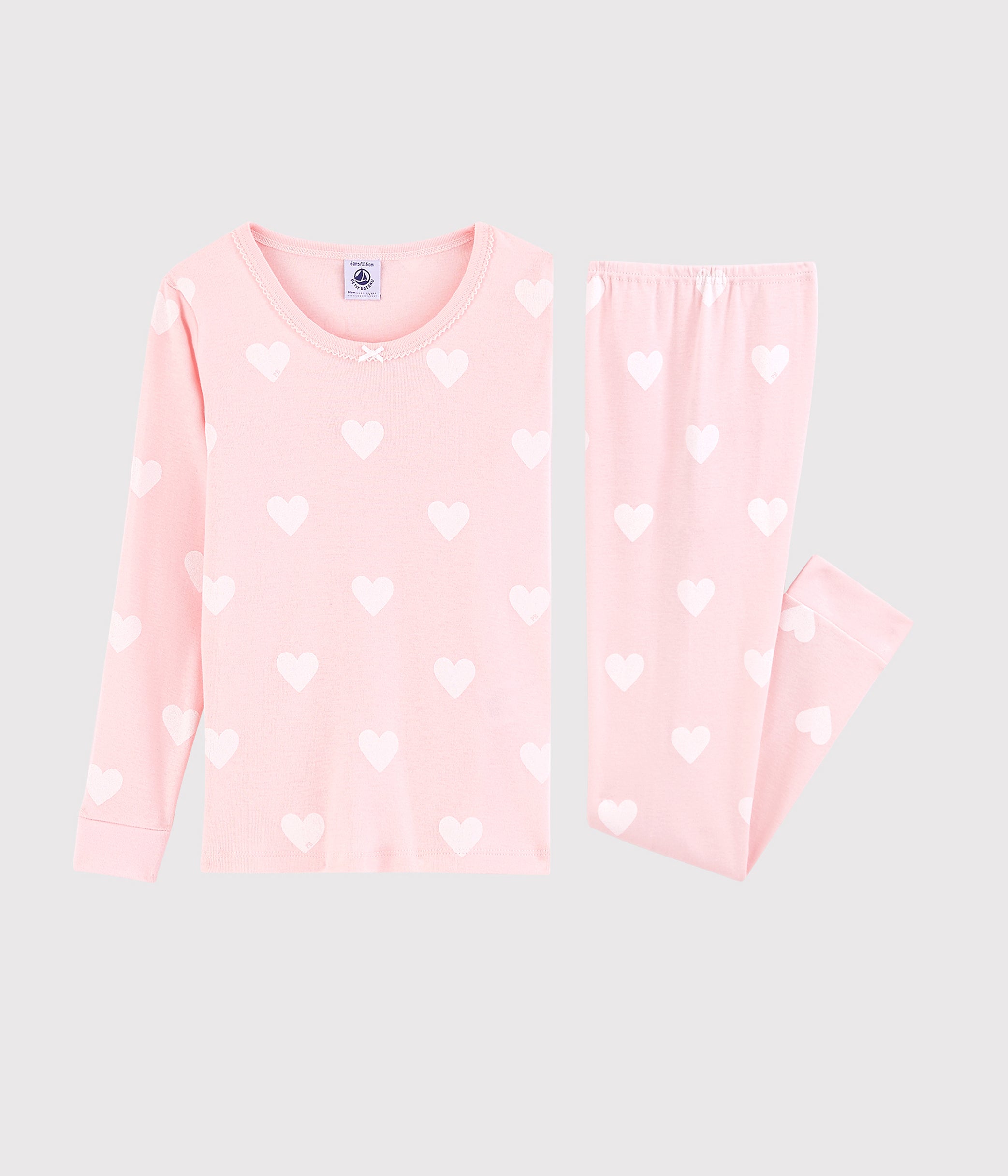 Girls Pink Heart Cotton Nightwear Set