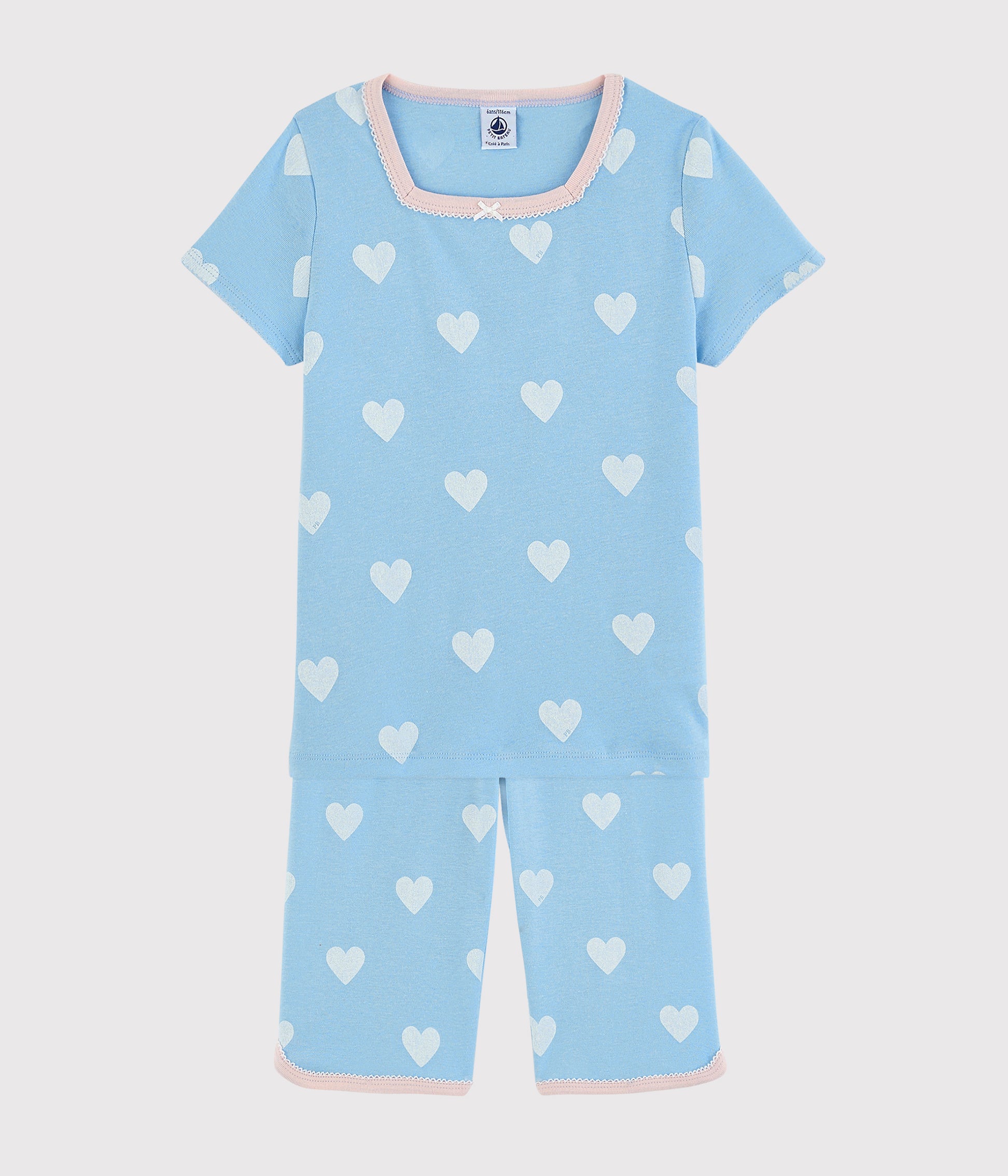 Girls Blue Heart Cotton Nightwear