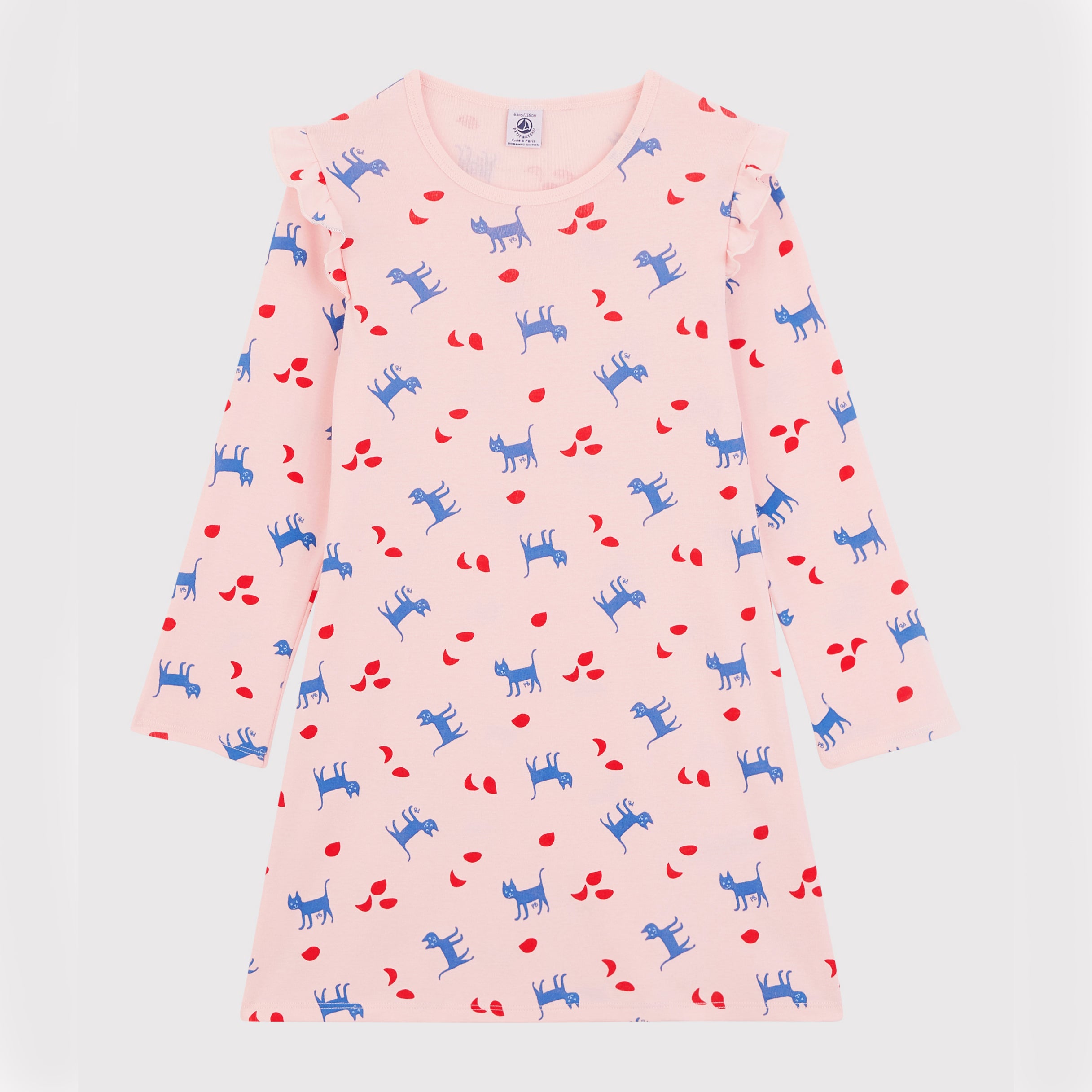 Girls Pink Cotton Cat Nightgown