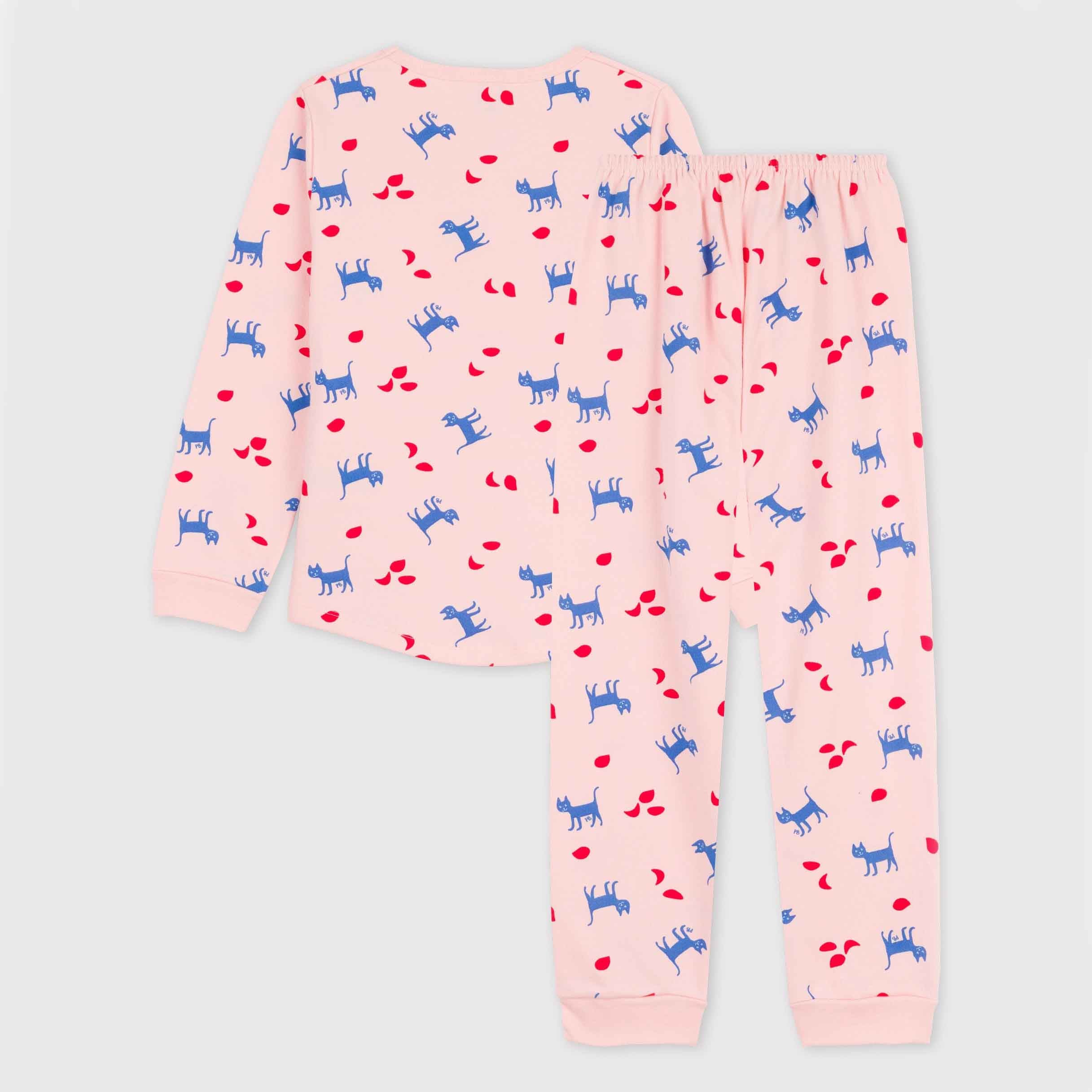 Girls Pink Printed Nightwear Set