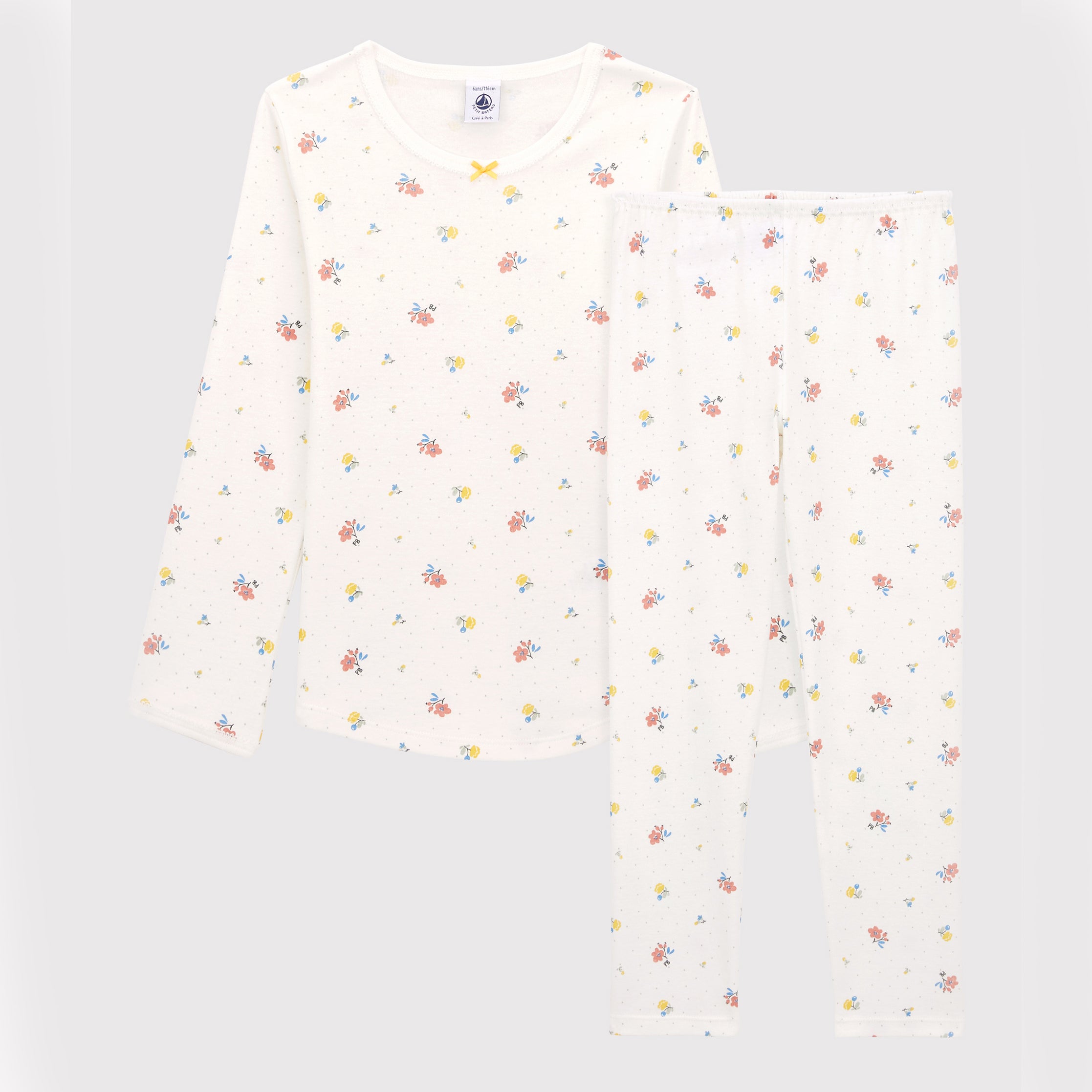 Girls White Printed Nightwear Set