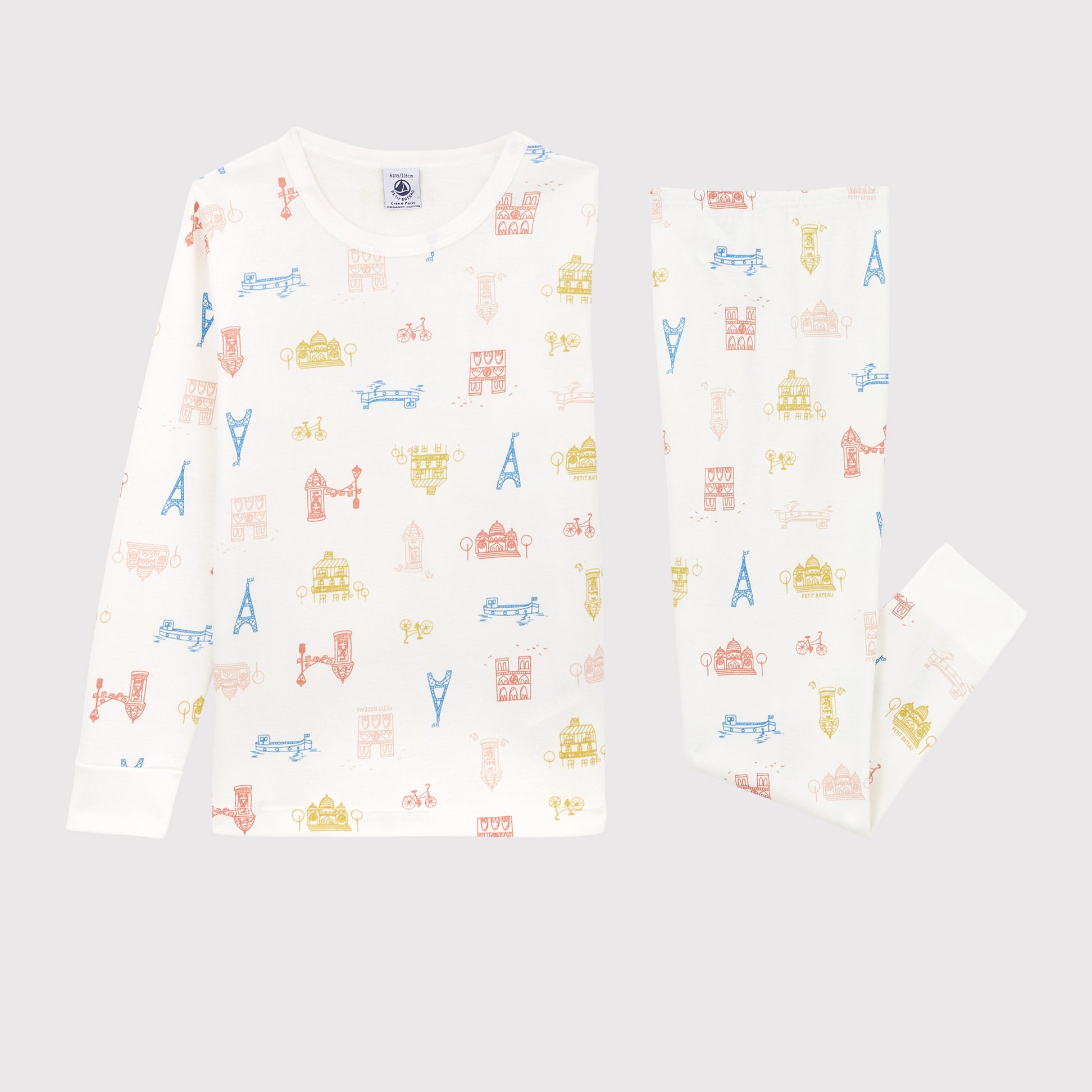 Girls White Printed Nightwear Set