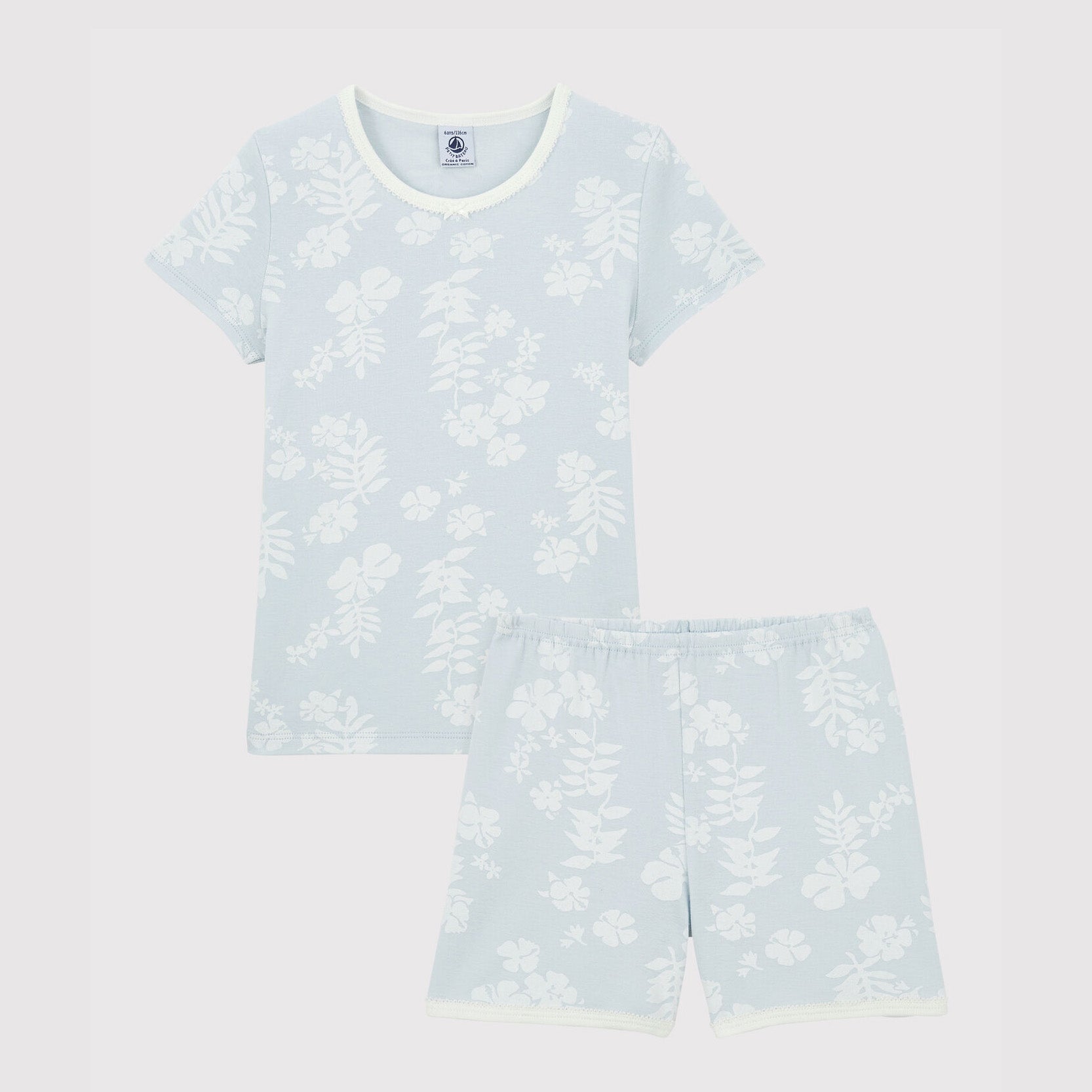 Girls Light Blue Printed Cotton Set
