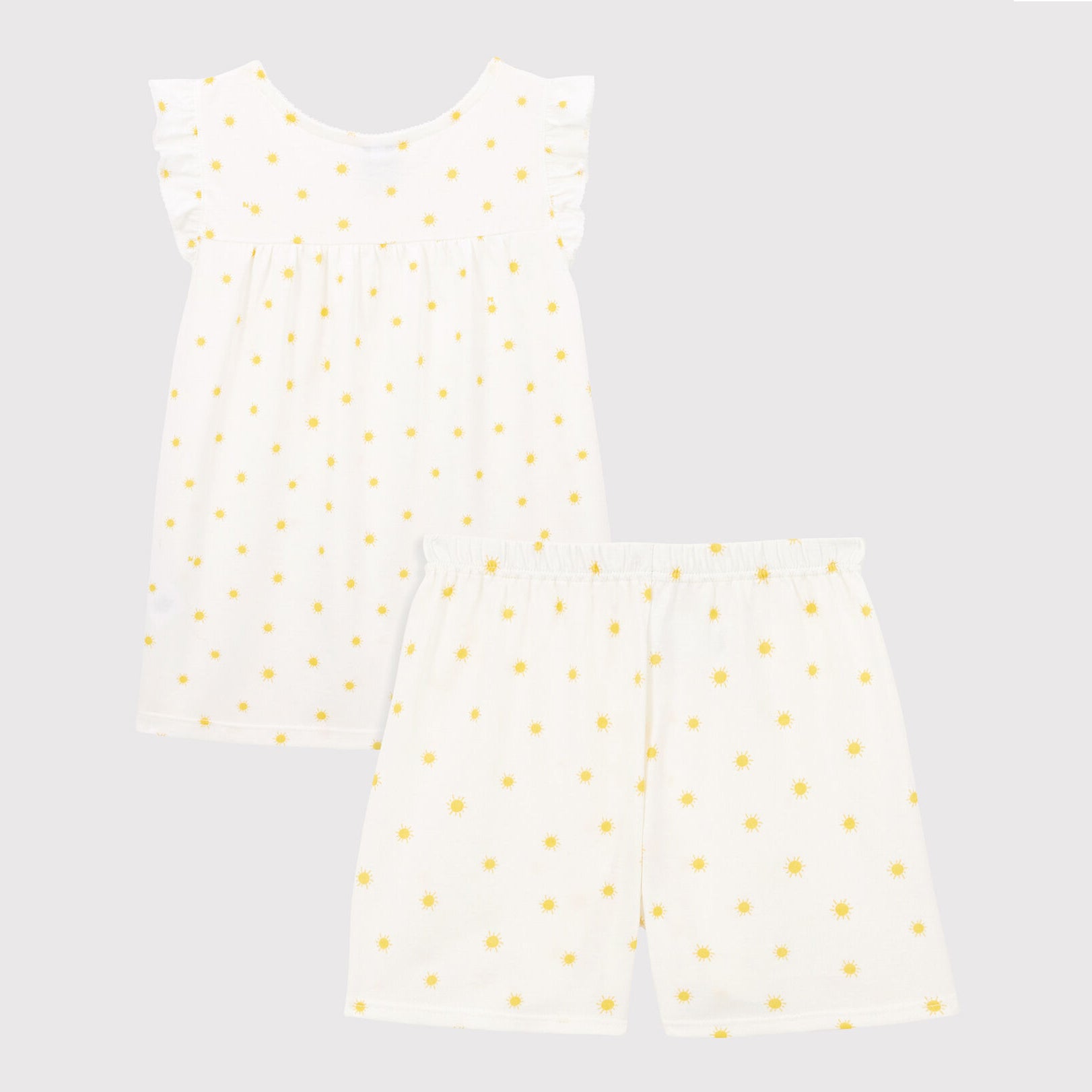 Girls White Printed Cotton Nightwear Set