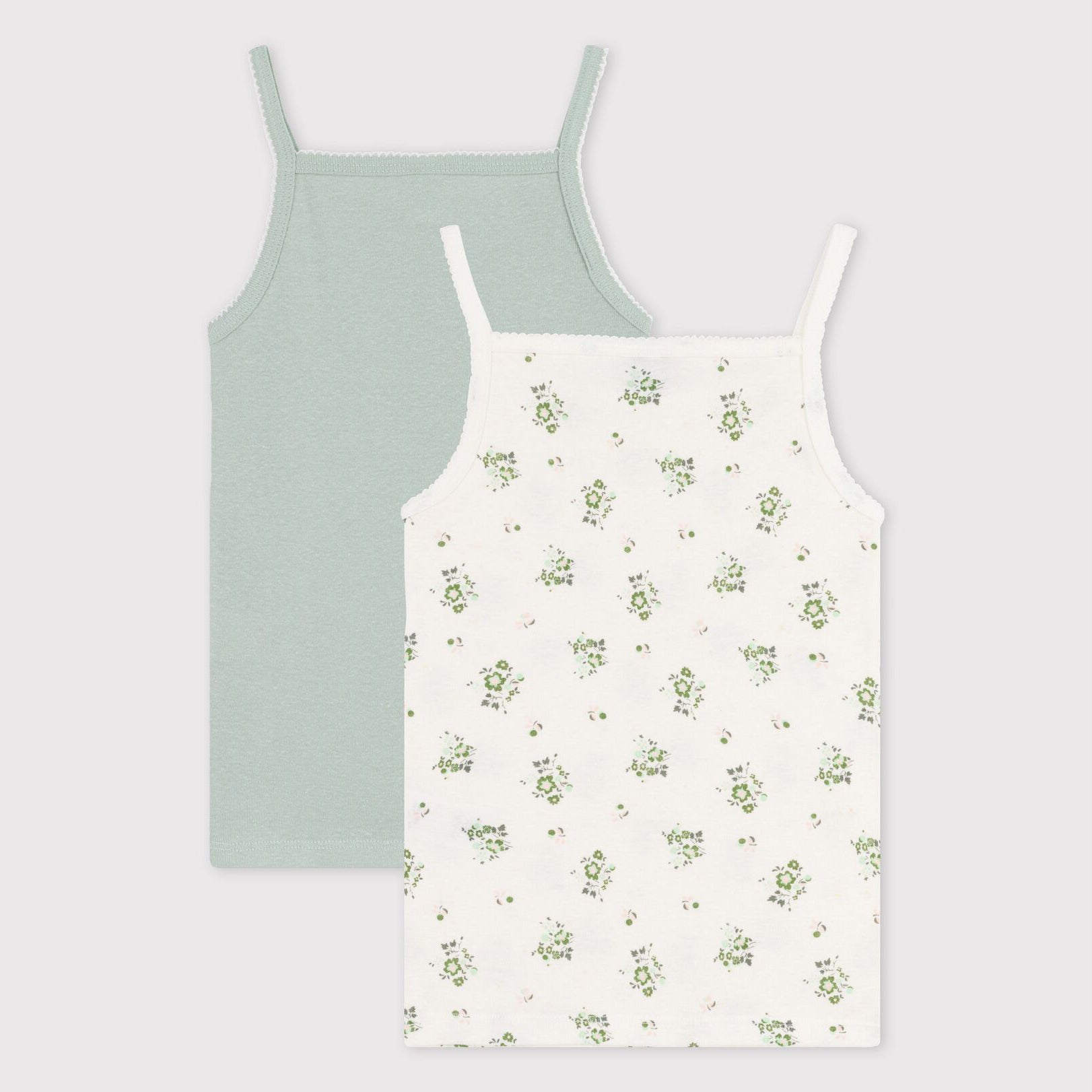 Girls Green Cotton Vest Set (2 Pack)