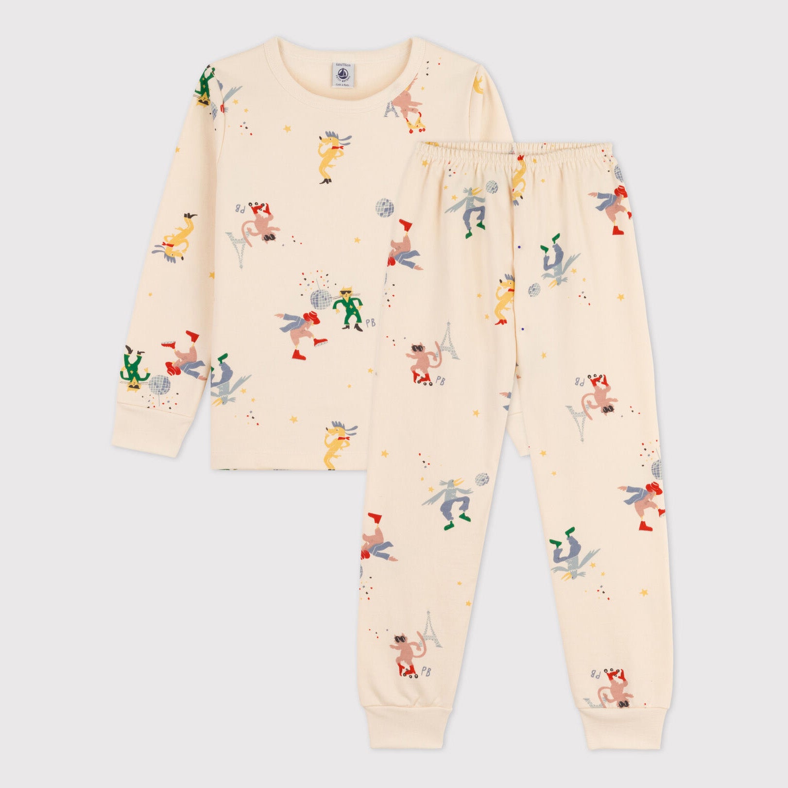 Girls Cream Flowers Cotton Nightwear Set