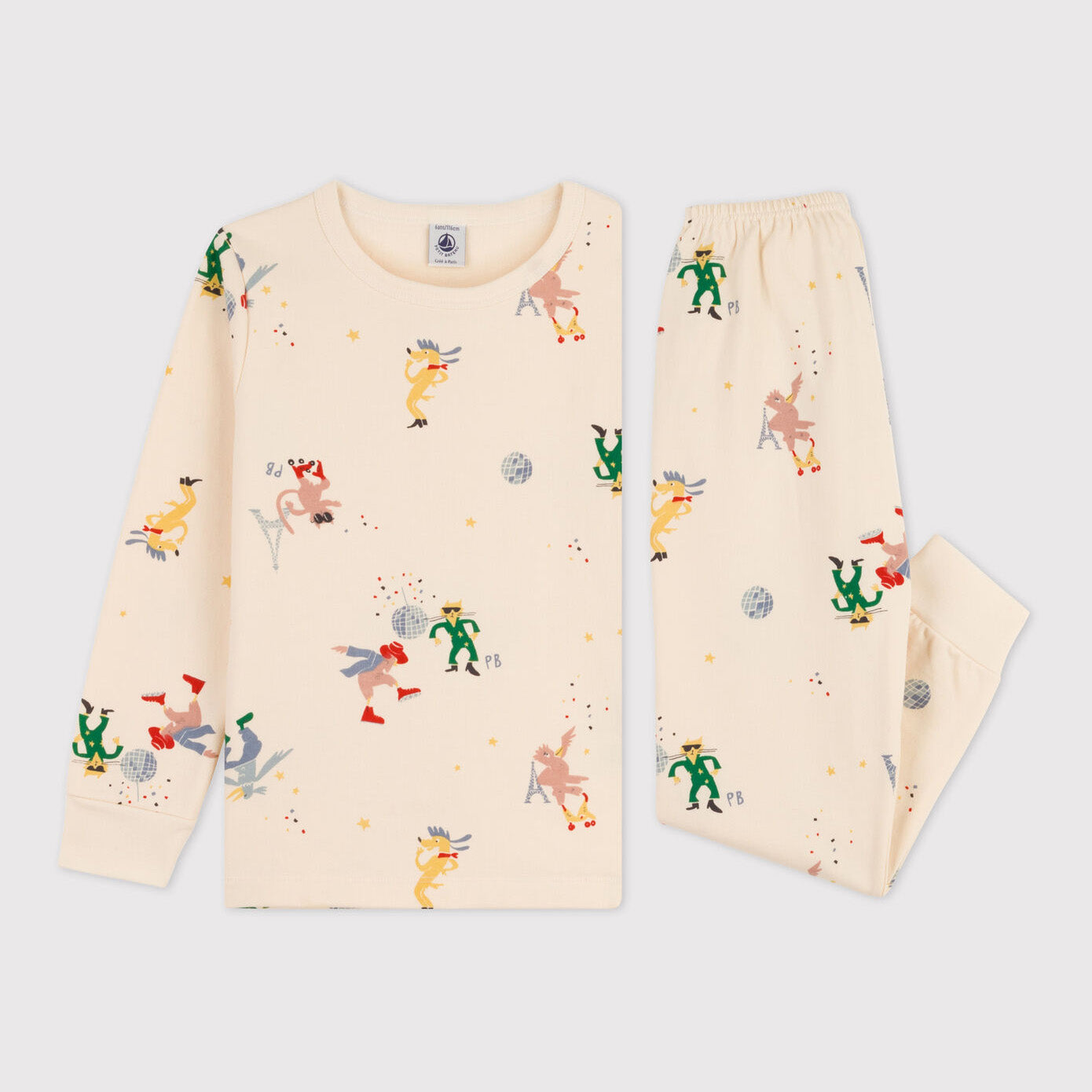 Girls Cream Flowers Cotton Nightwear Set