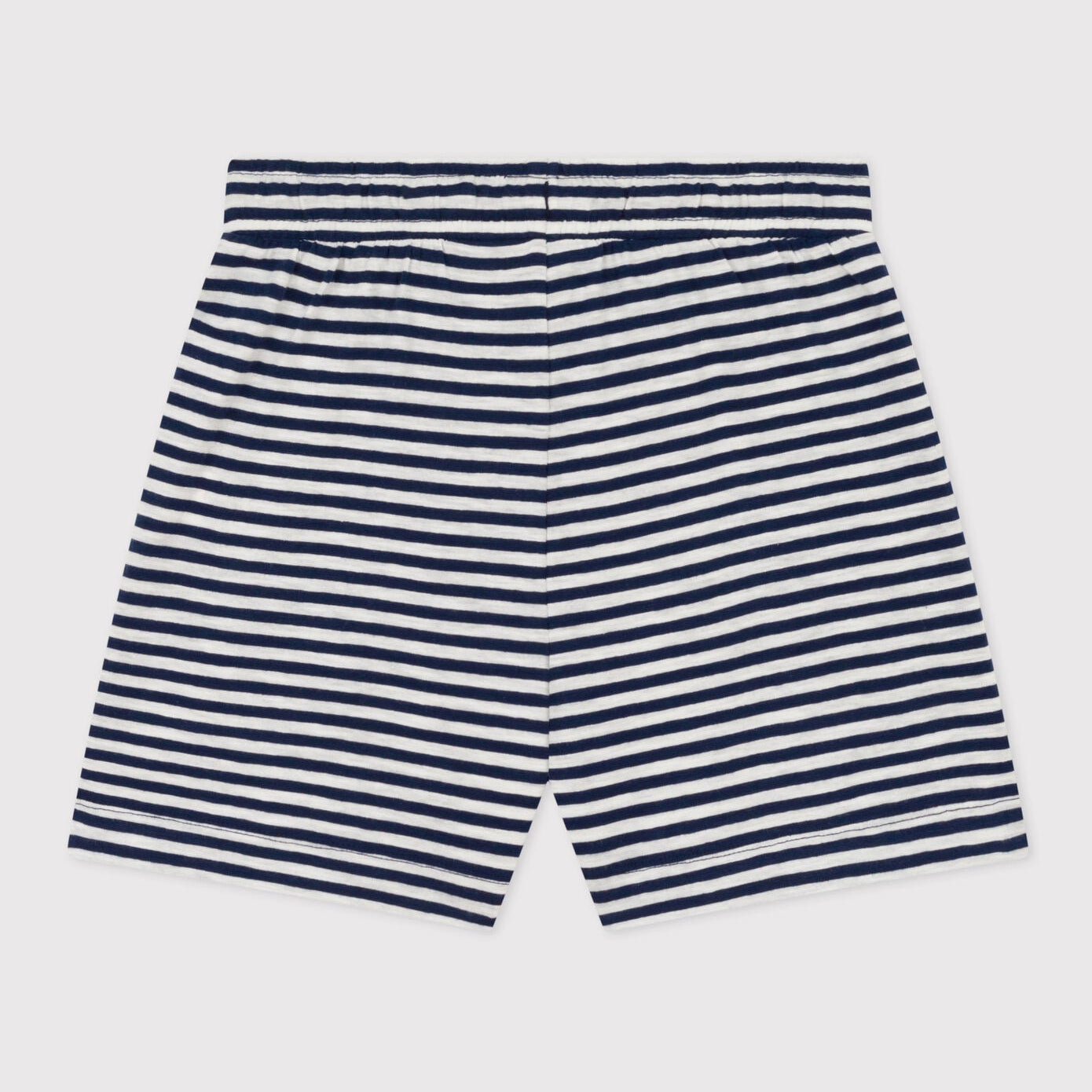 Girls Navy Stripes Cotton Shorts