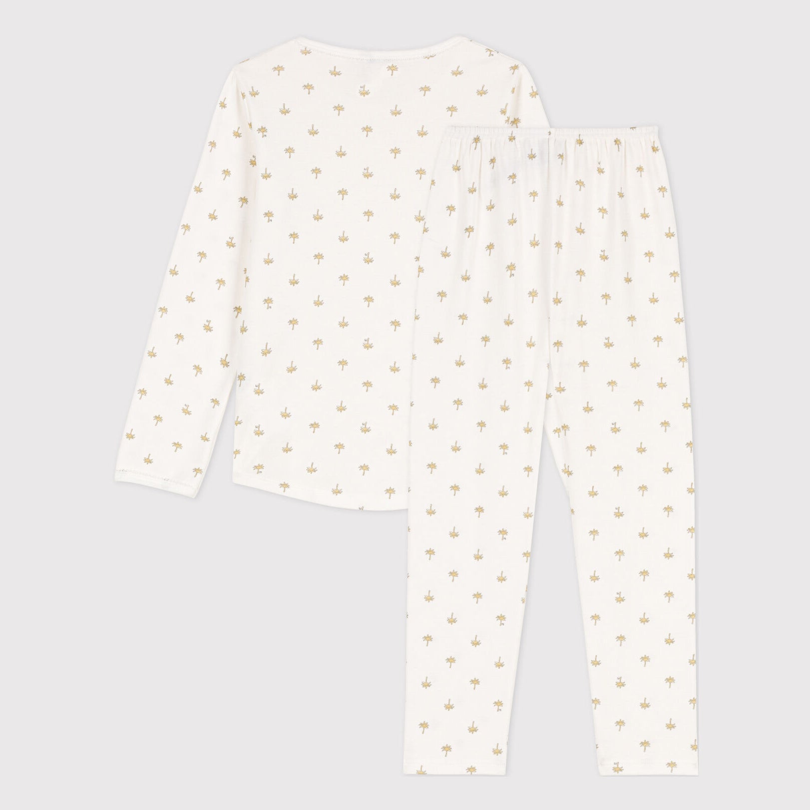 Girls White Printed Cotton Nightwear Set