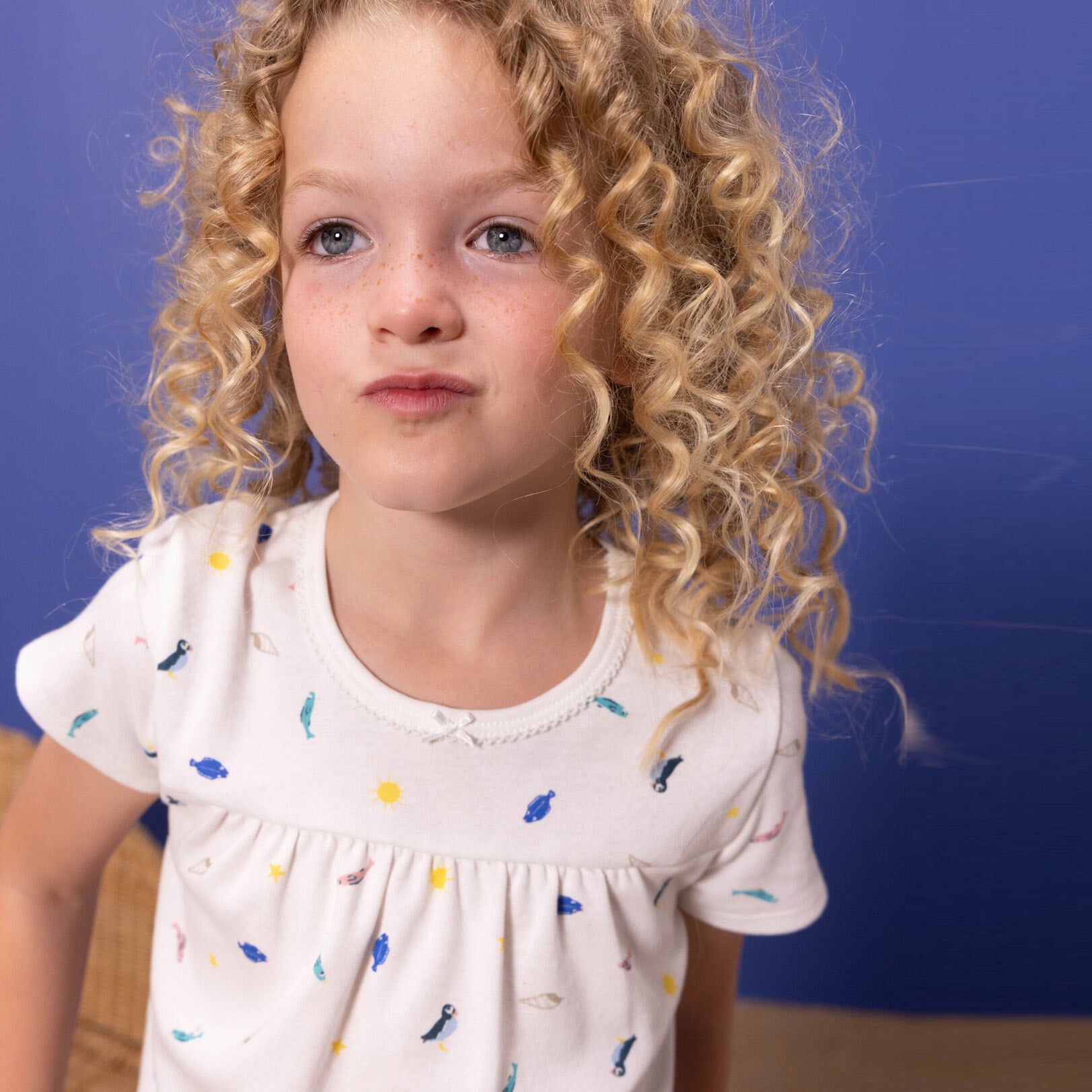 Girls White Printed Cotton Nightwear Set