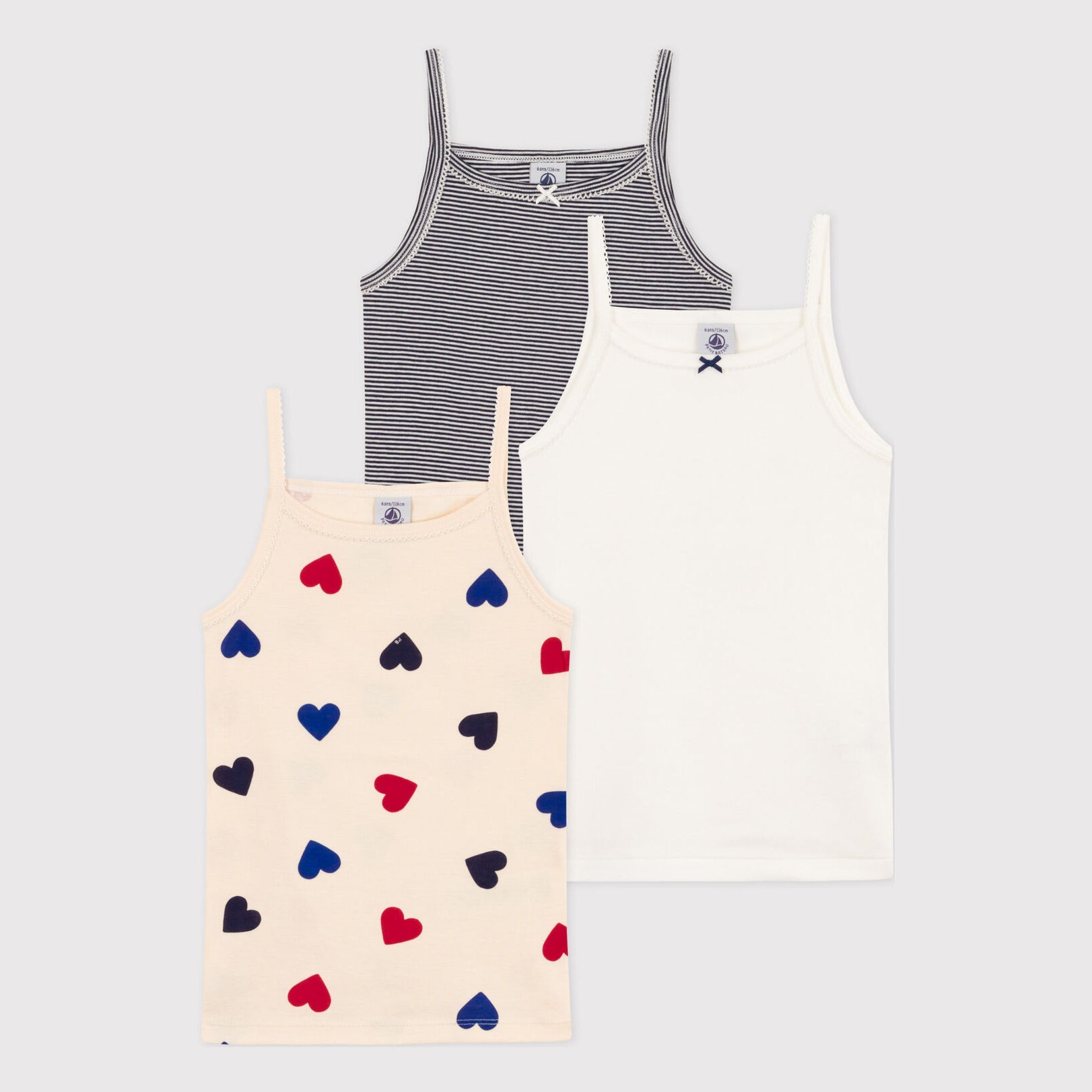 Girls Multicolor Cotton Vest Set (3 Pack)