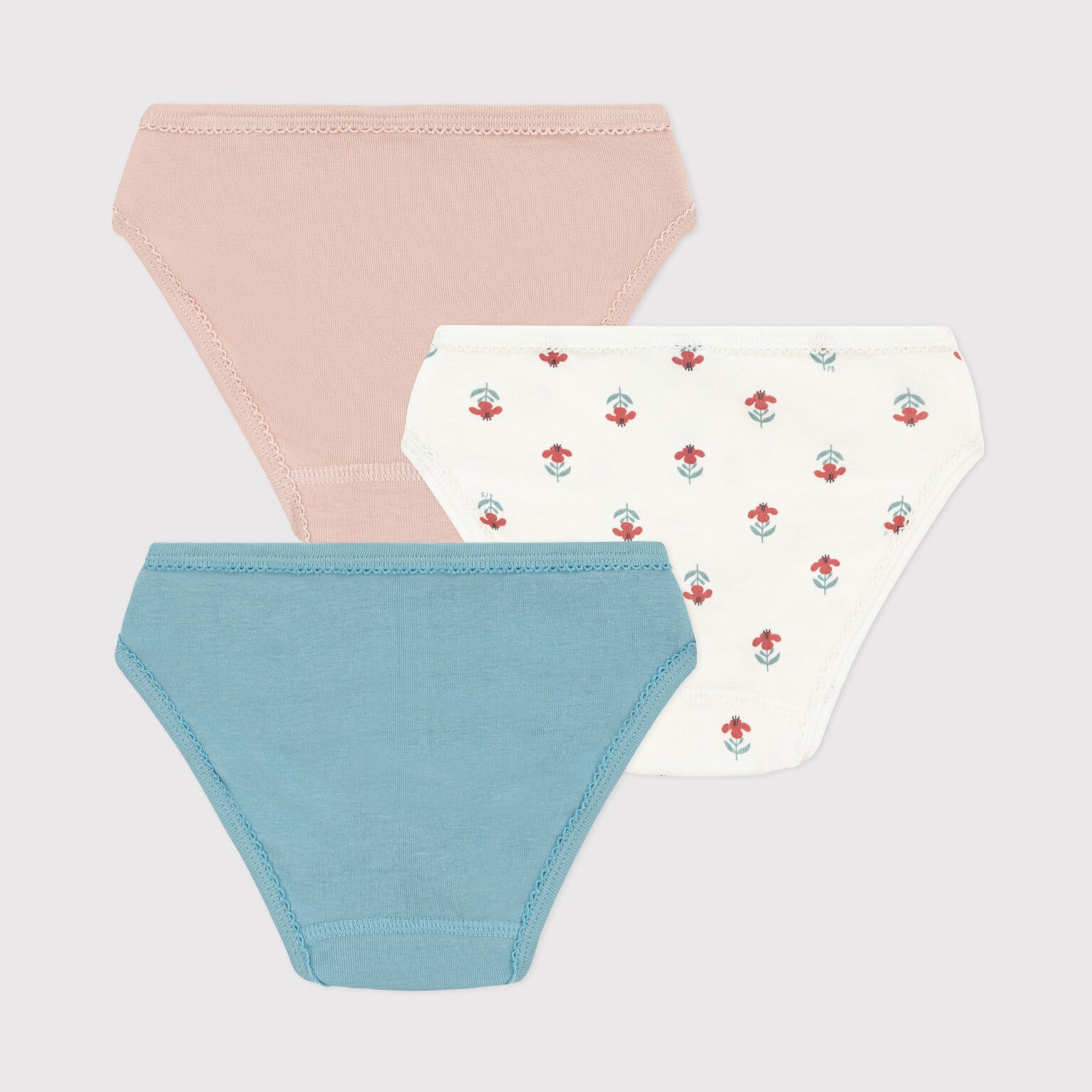 Girls Multicolor Floral Cotton Underwear Set(3 Pack)