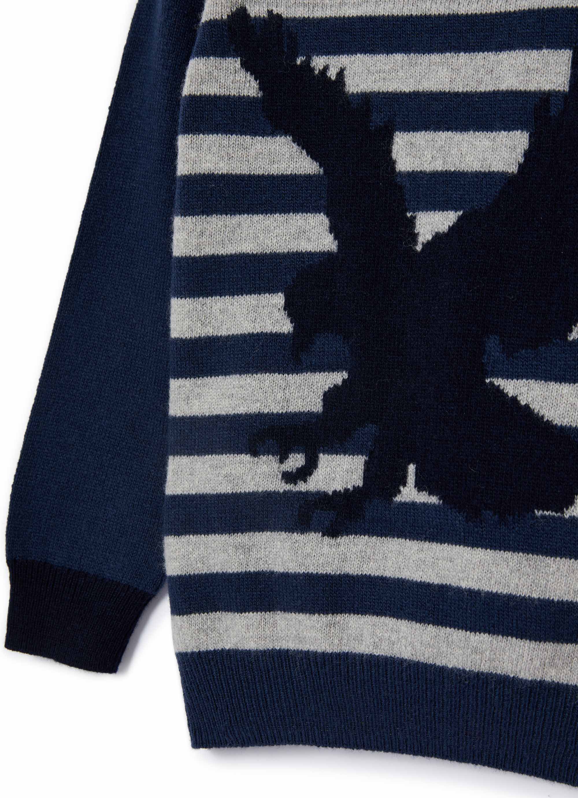 Boys Ocean Blue Stripe Virgin Wool Jumper