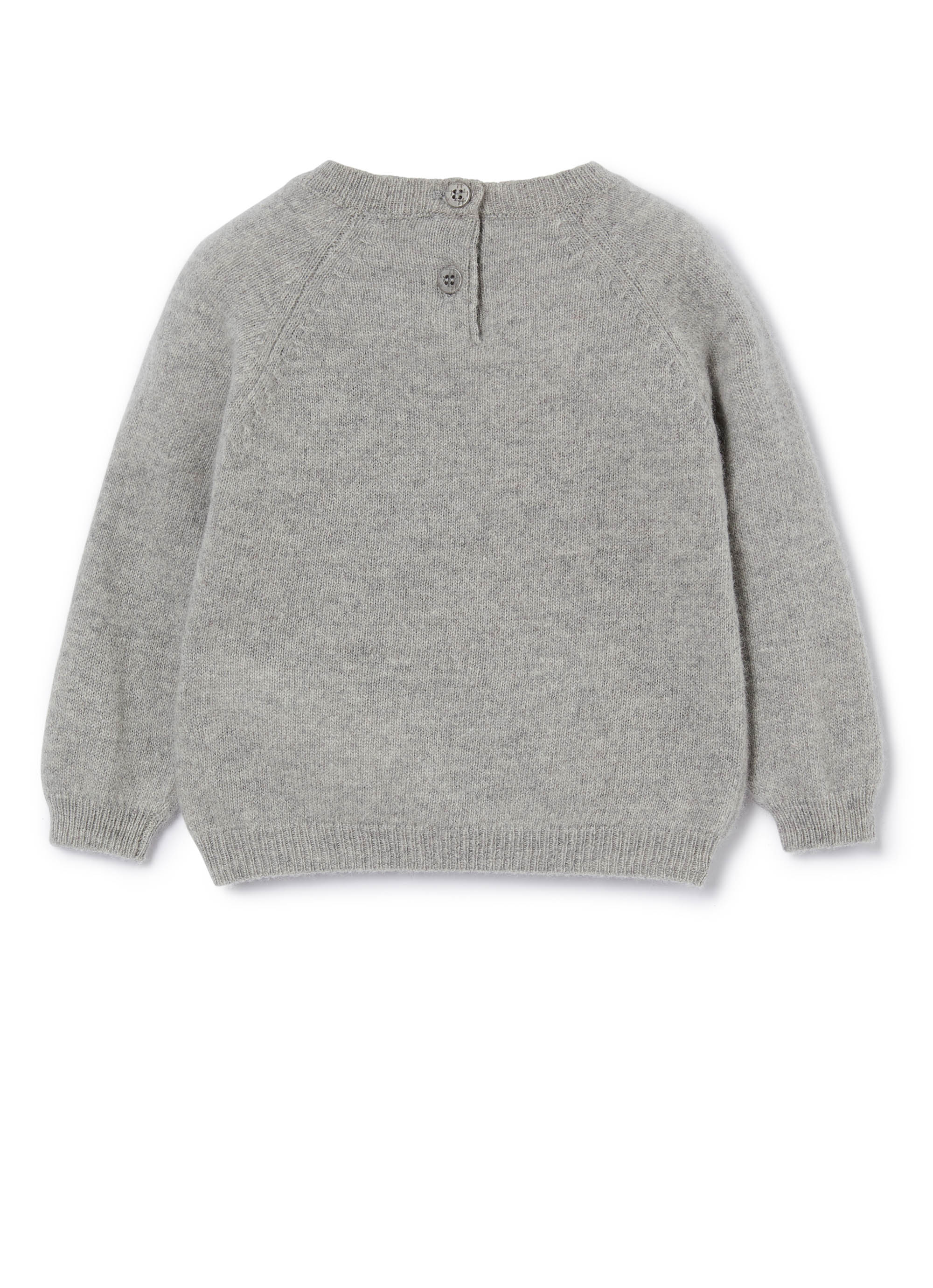 Girls Cloud Grey Virgin Wool Sweater