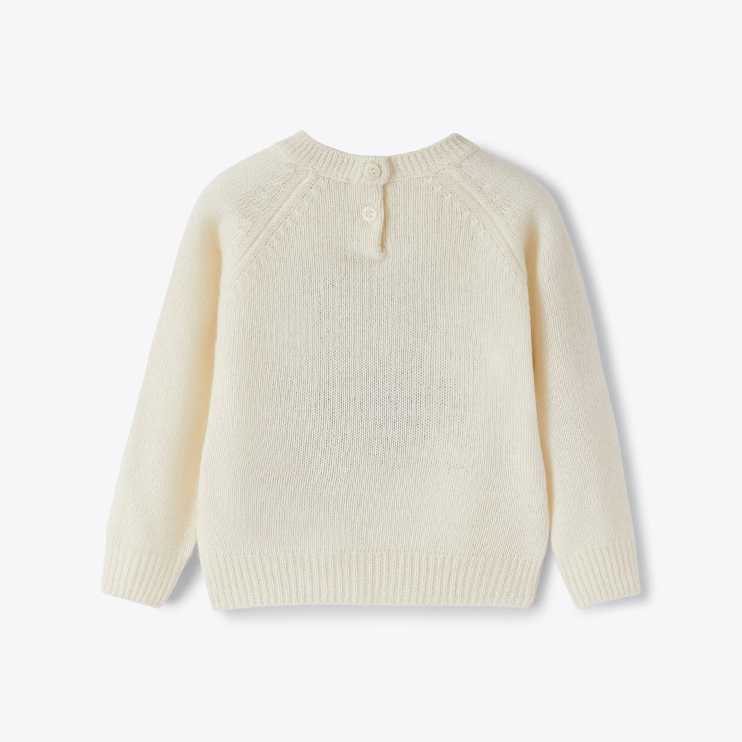Girls White Bear Wool Sweater