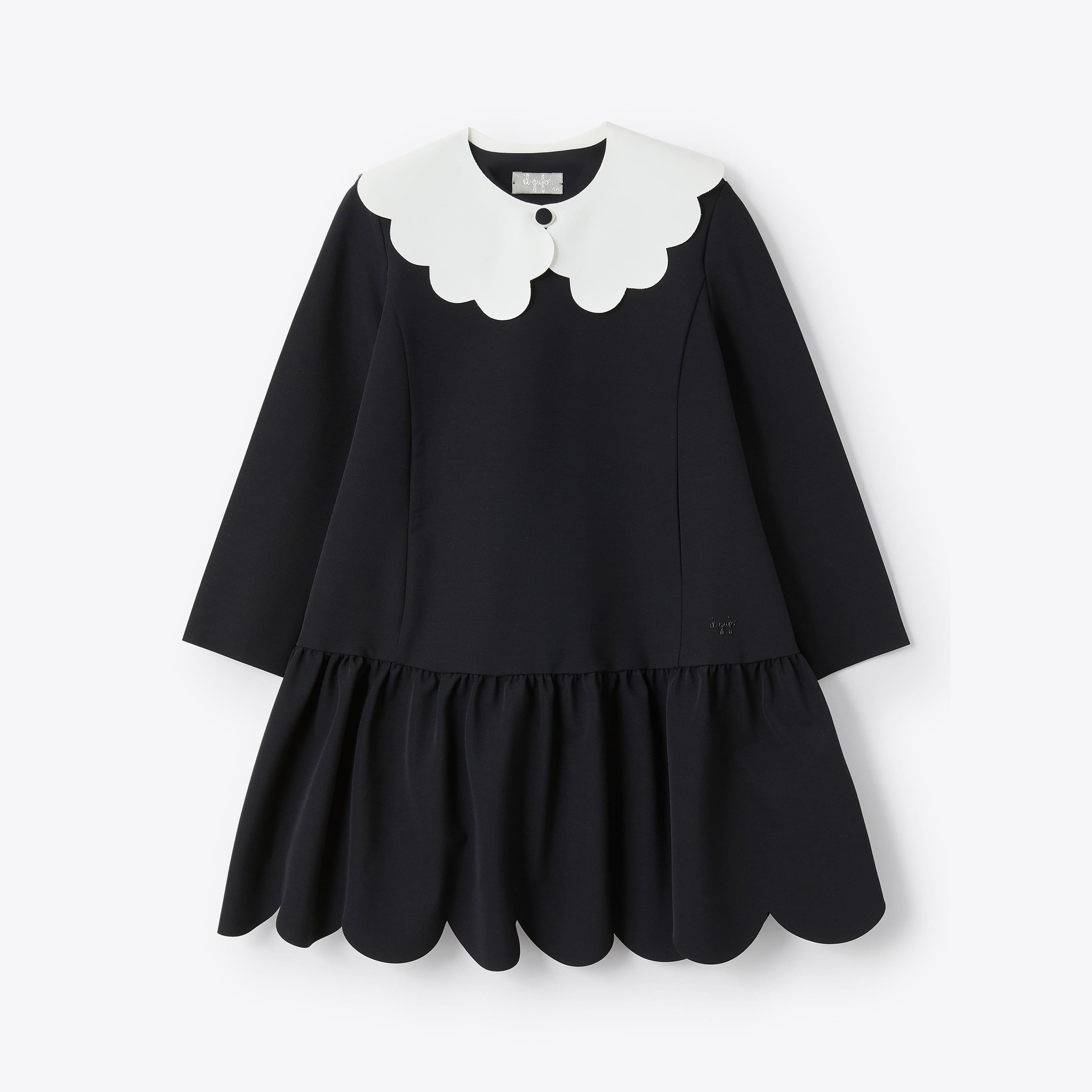 Girls Black Detachable Collar Dress