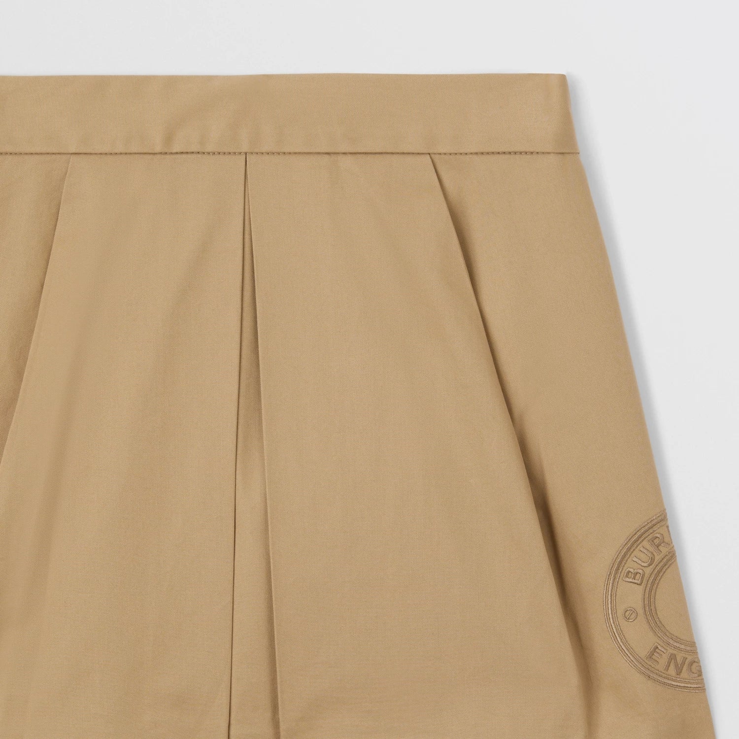 Girls Beige Logo Cotton Skirt
