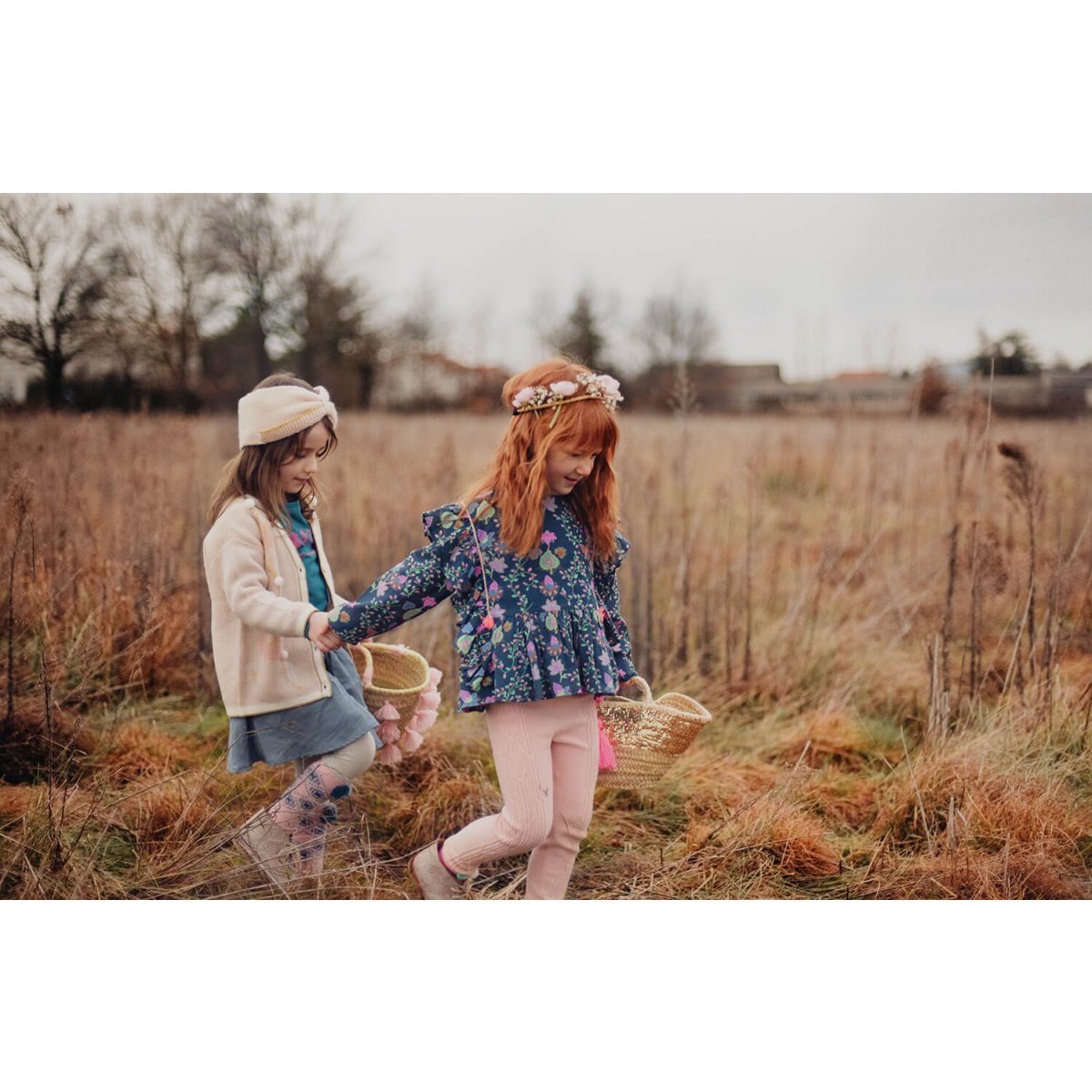 Girls Blue Pine Cone Cotton Blouse