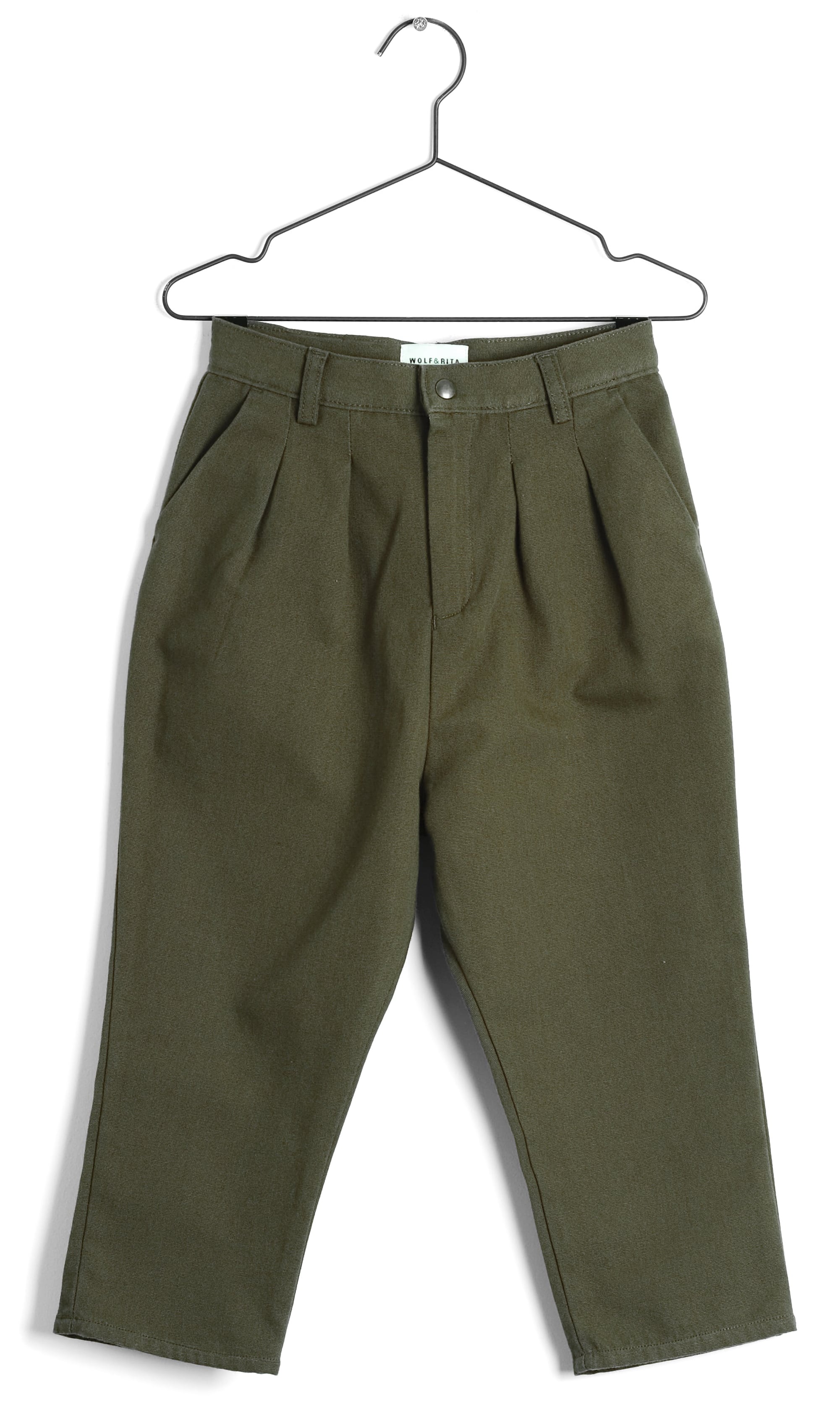 Girls Dark Green Pleated Cotton Trousers
