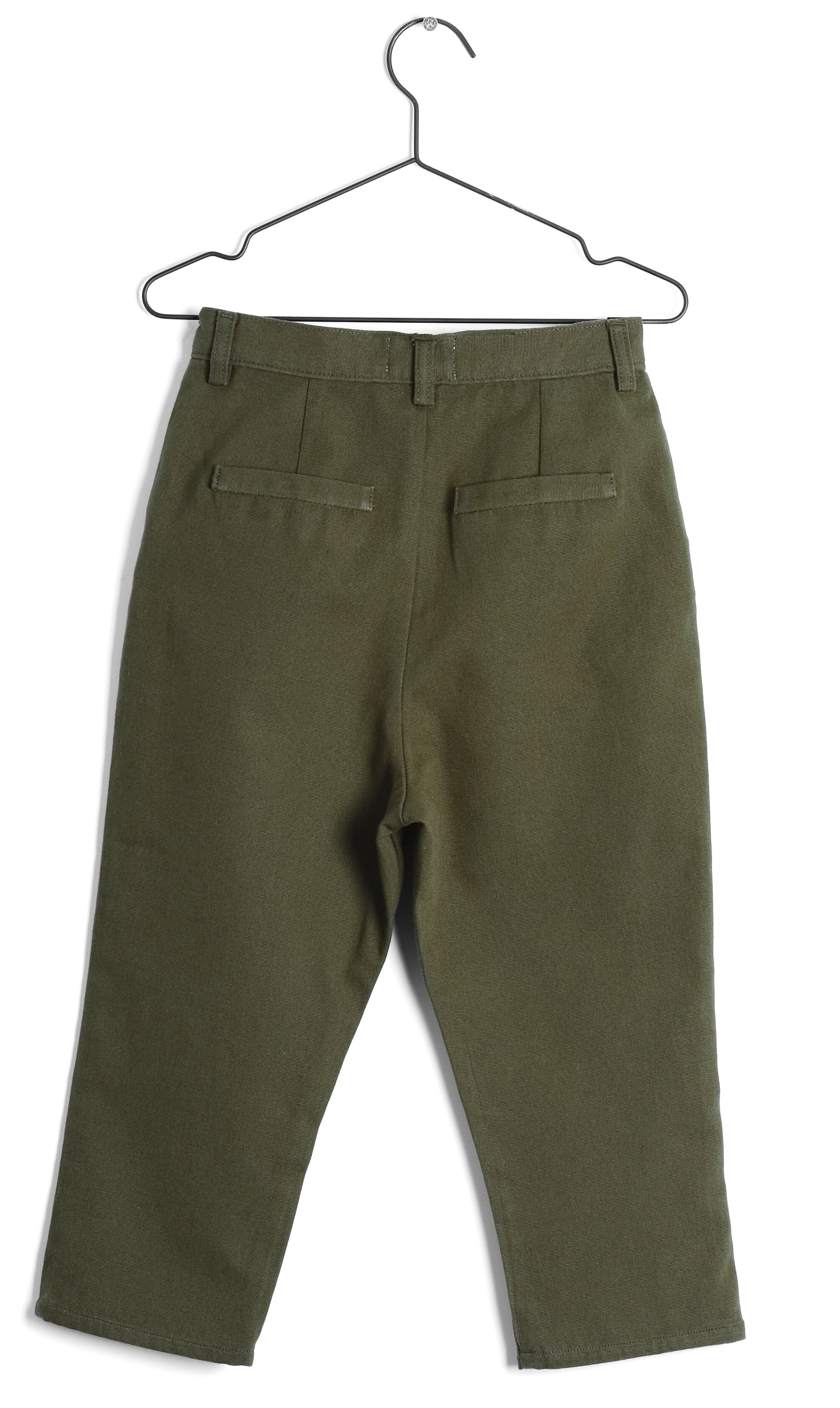 Girls Dark Green Pleated Cotton Trousers