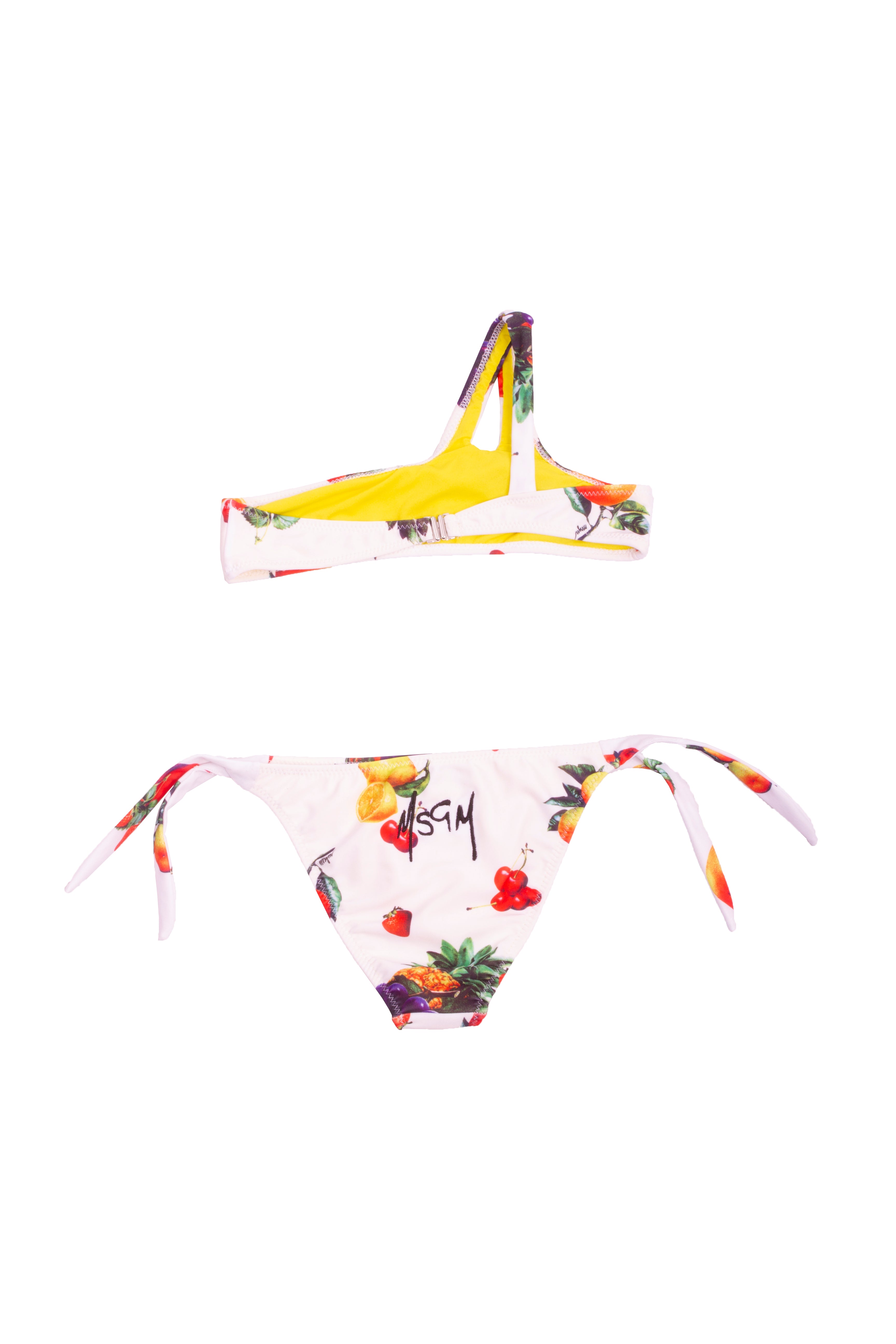 Girls White Printed Swimsuit