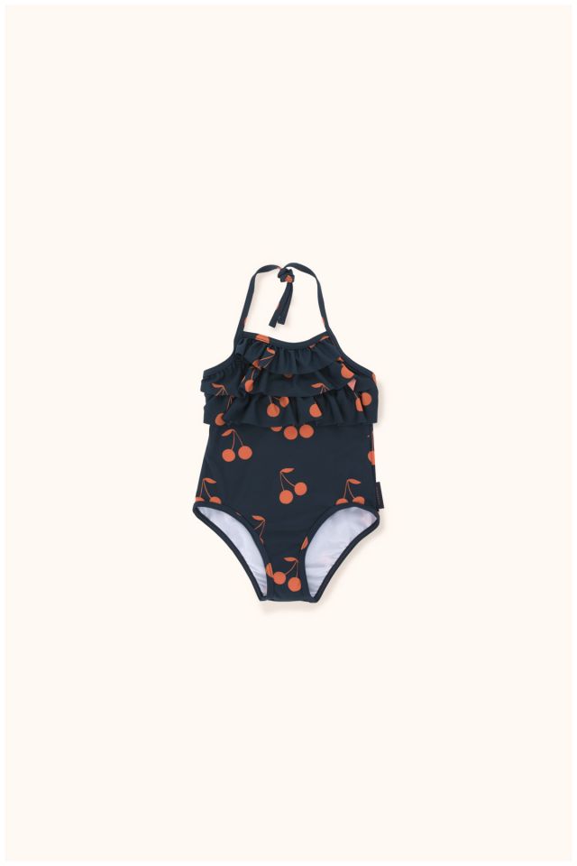 Girls Red & Navy Cherries Swimsuit