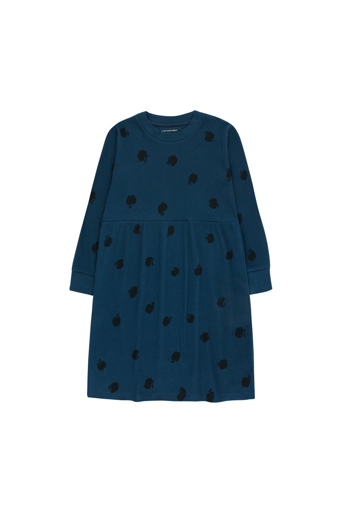 Girls Navy Apple Cotton Dress