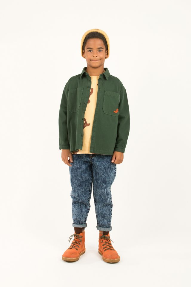 Boys & Girls Green Cotton Shirt