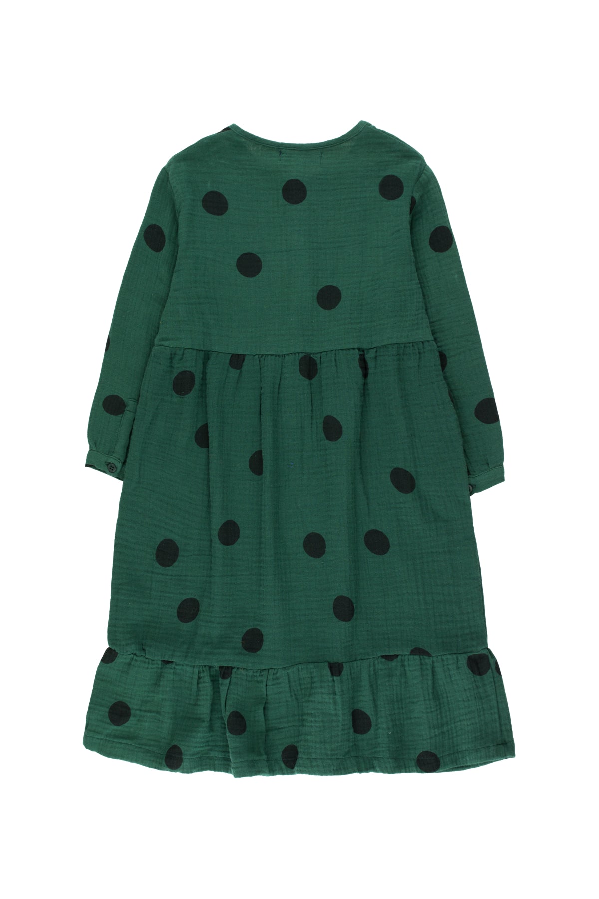 Girls Dark Green Dots Cotton Dress