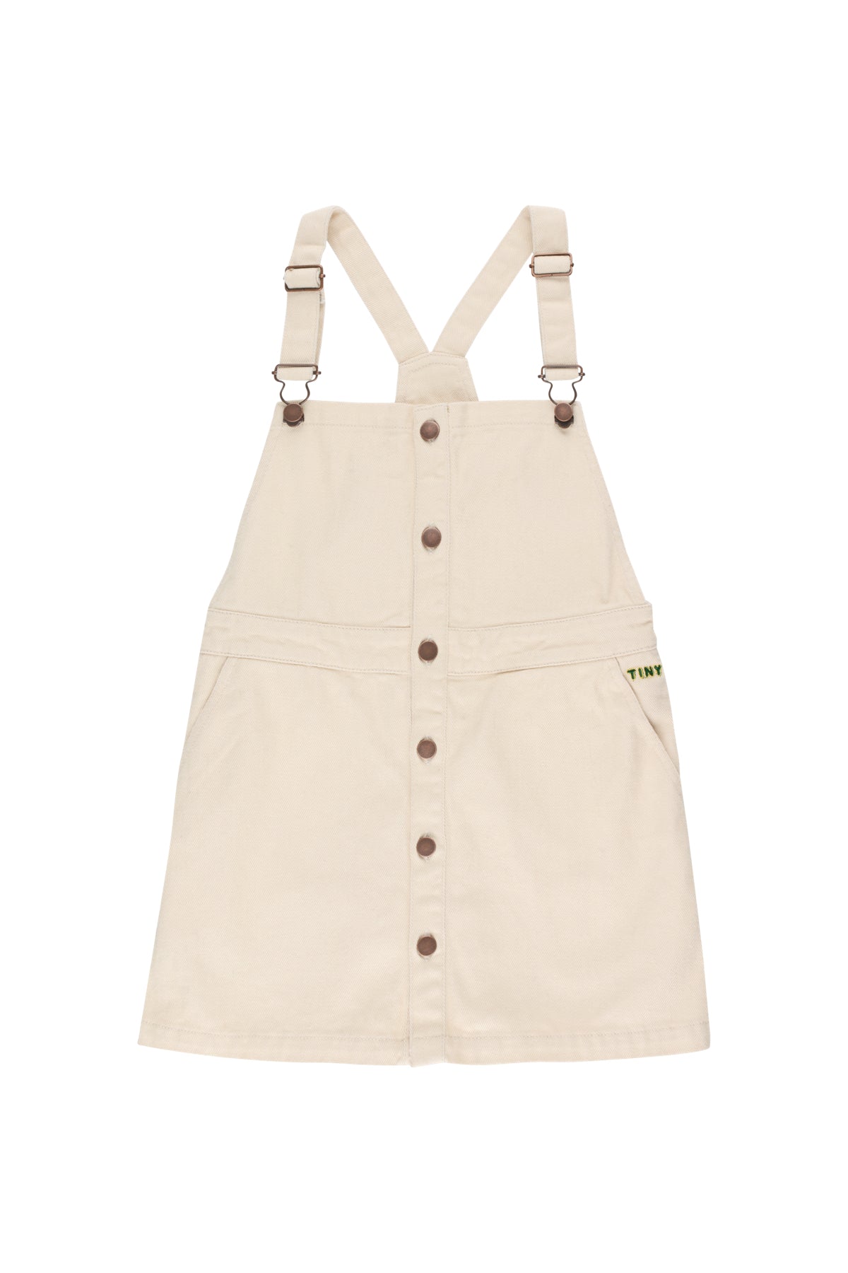 Girls Cream Solid Cotton Dress