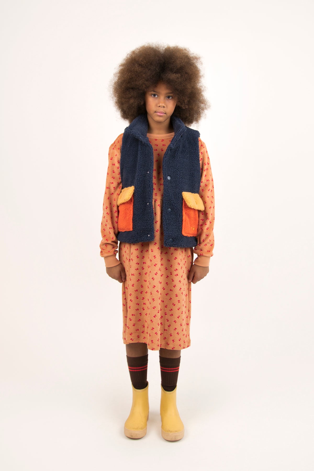 Boys & Girls Navy Color Block Sherpa Vest