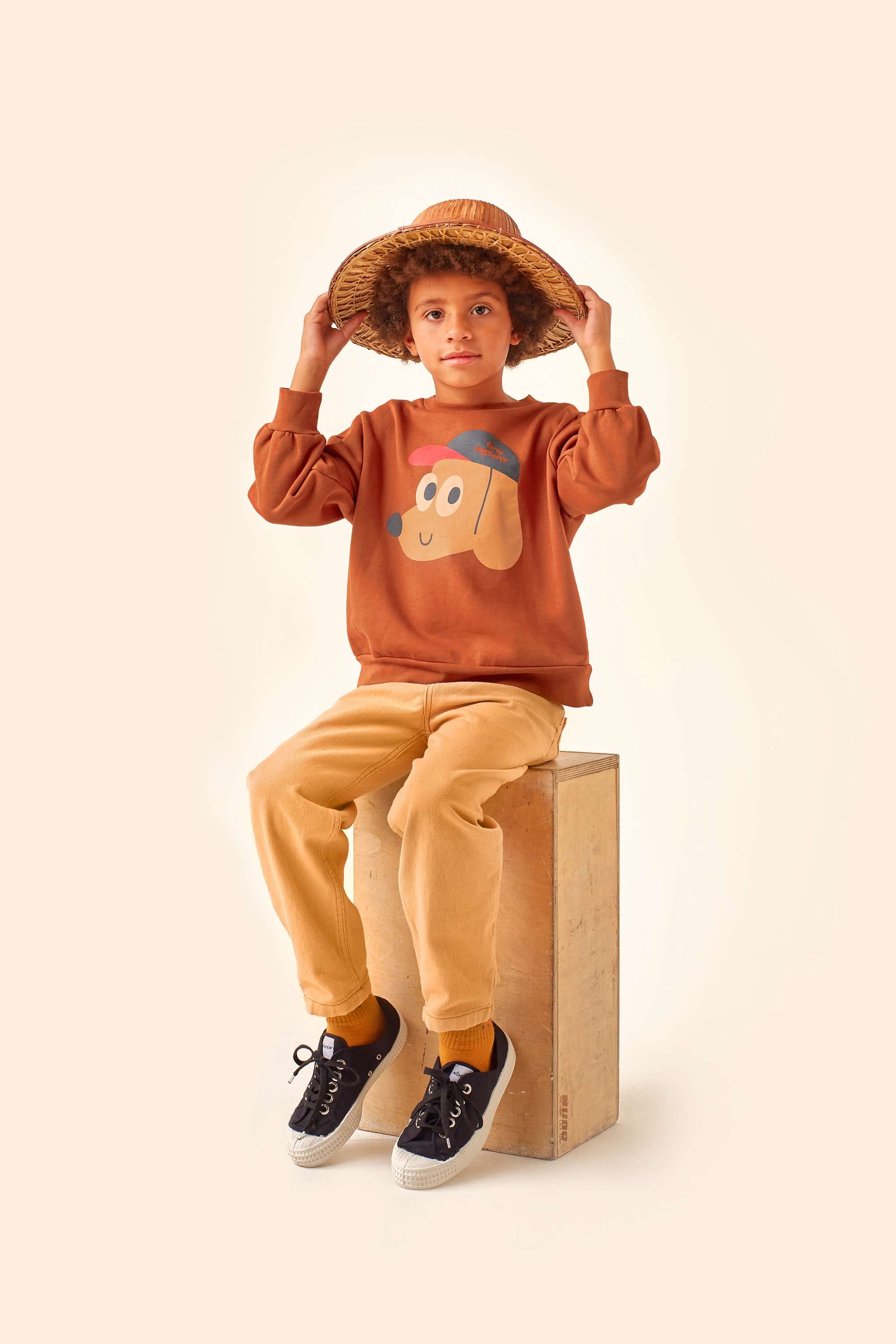 Boys & Girls Brown Printed Cotton Sweatshirt