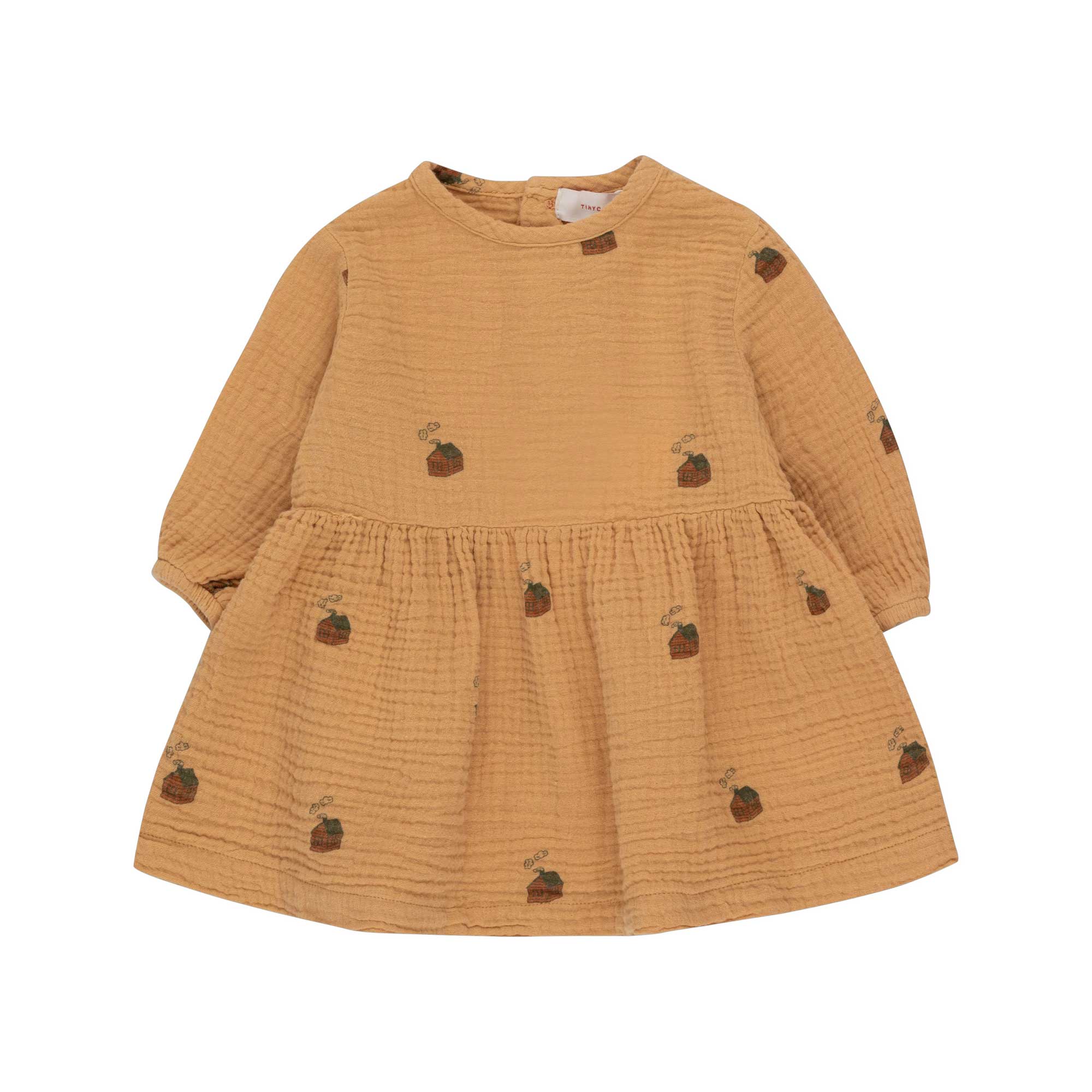 Baby Girls Brown Printed Cotton Dress