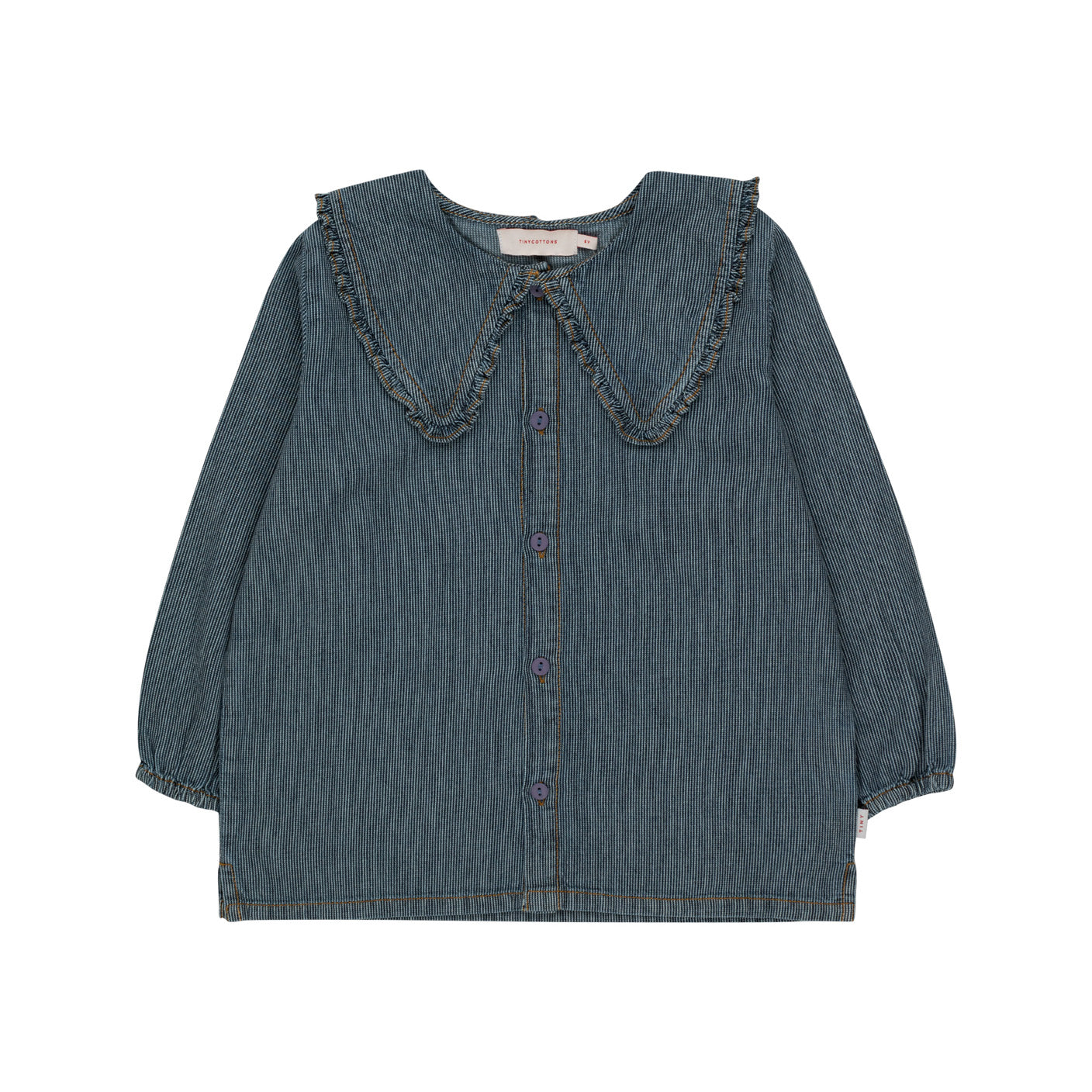 Girls Blue Stripes Denim Shirt