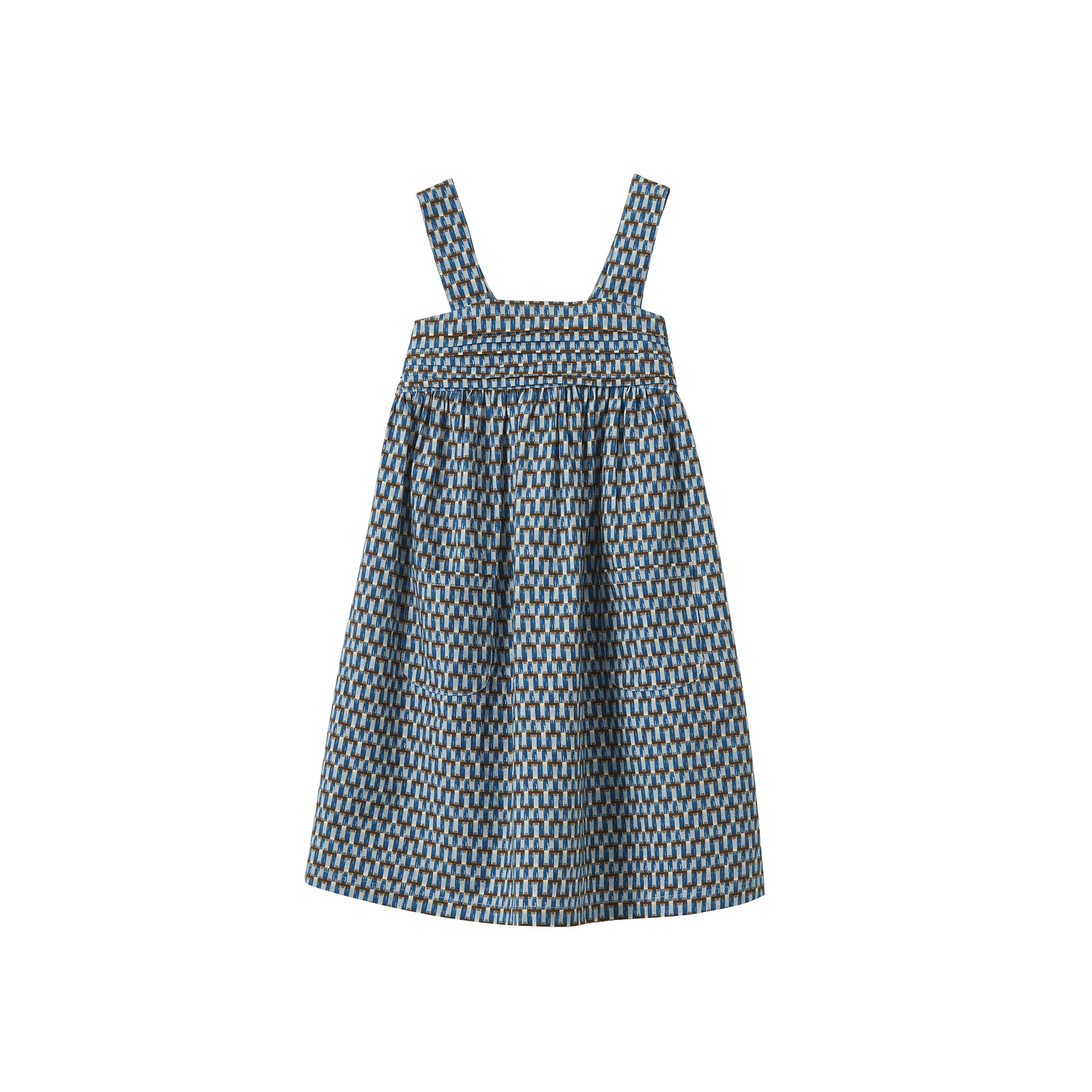 Girls Blue Printed Cotton Dress