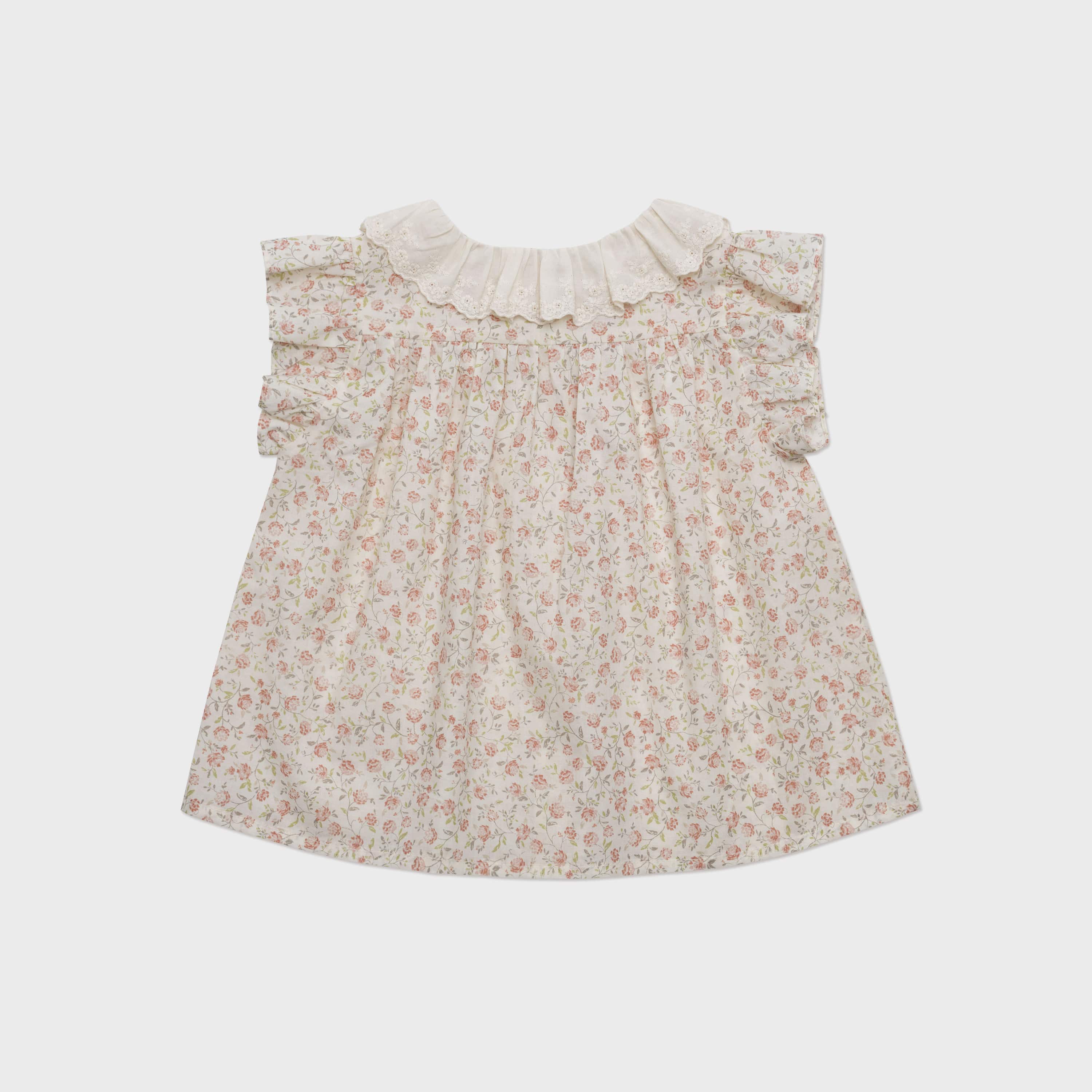 Girls Light Pink Floral Cotton Top