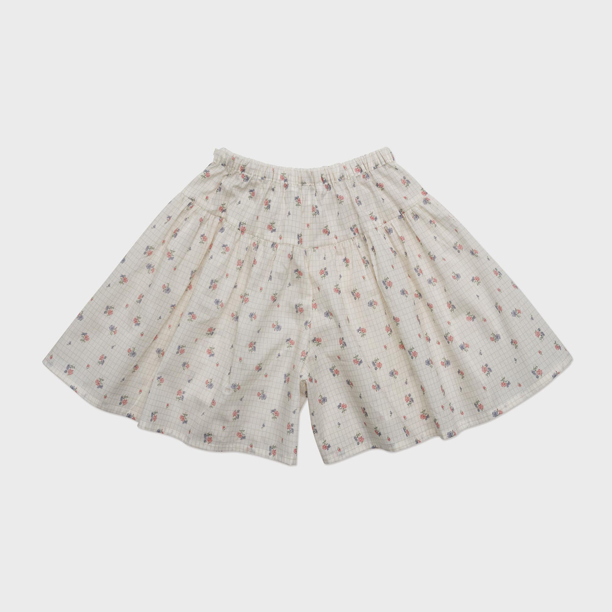Girls Violet Floral Cotton Shorts