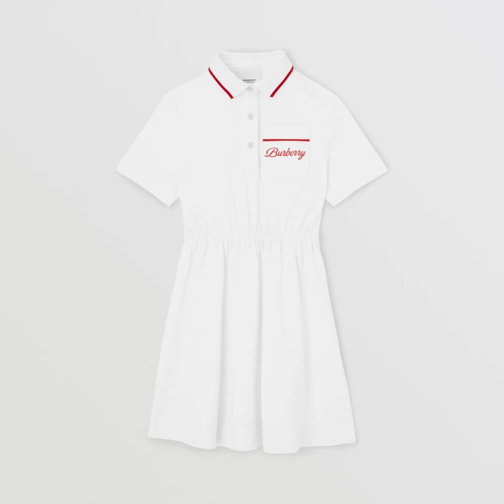 Girls White Logo Cotton Dress
