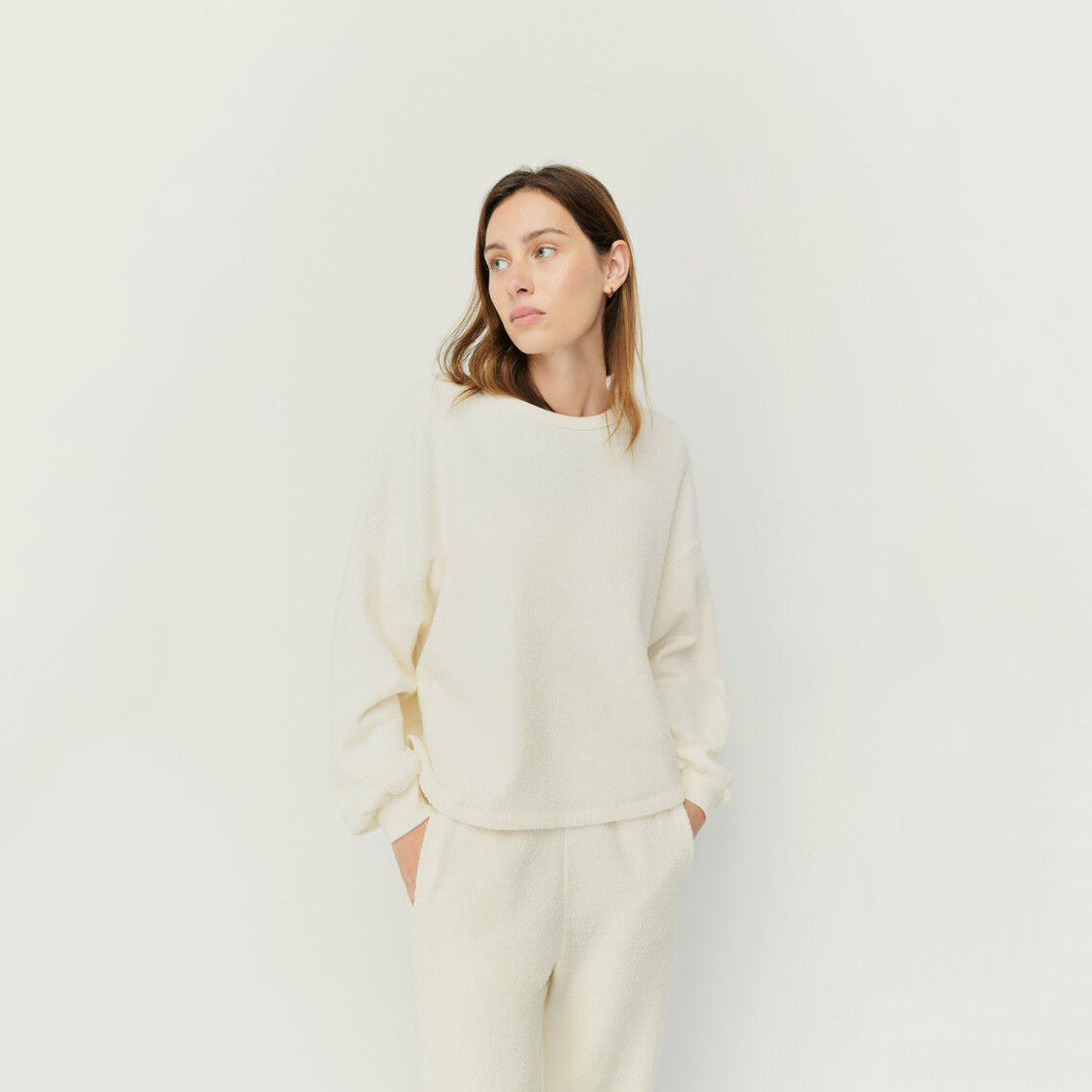 Girls White Cotton Sweatshirt