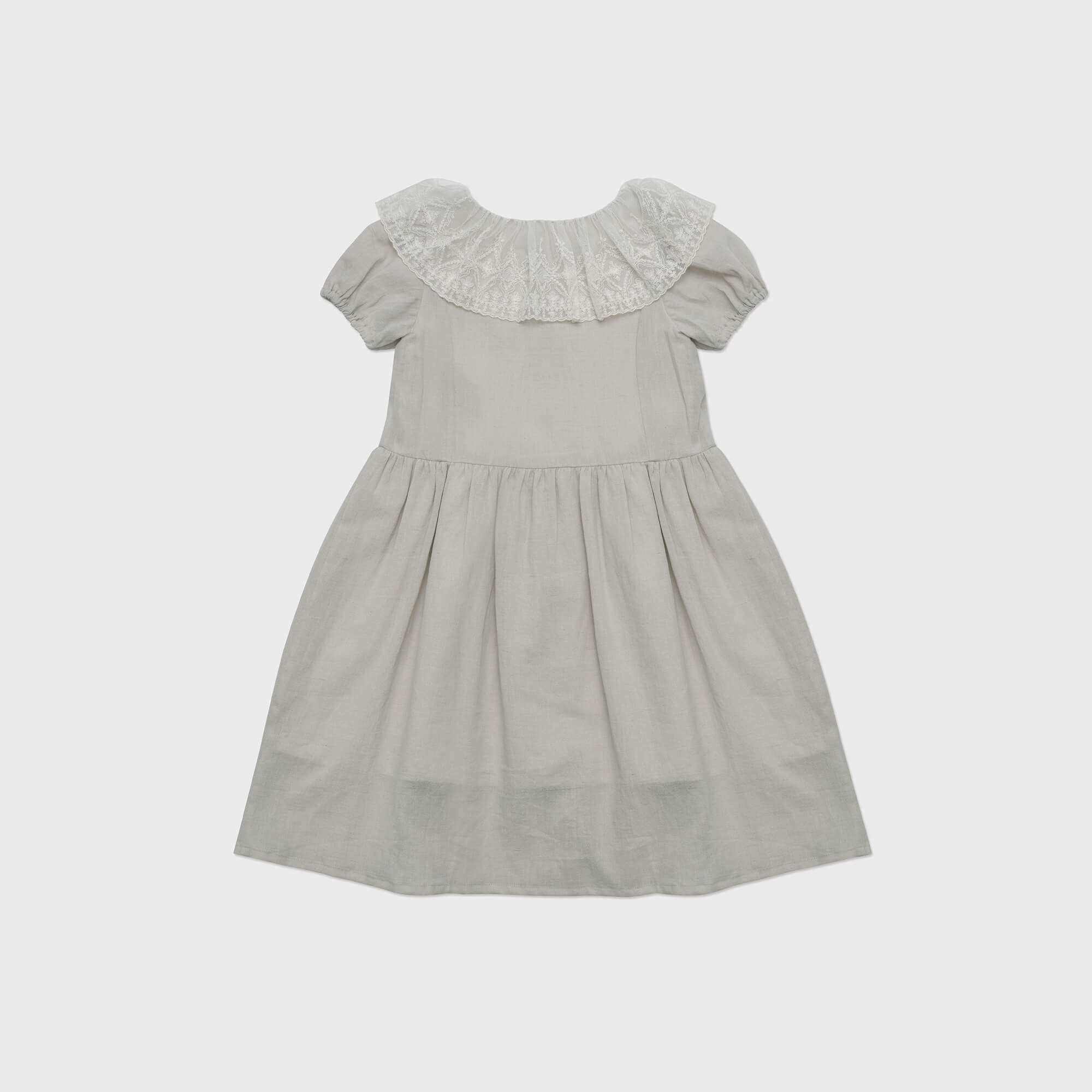 Girls Pale Mint Lace Collar Cotton Dress