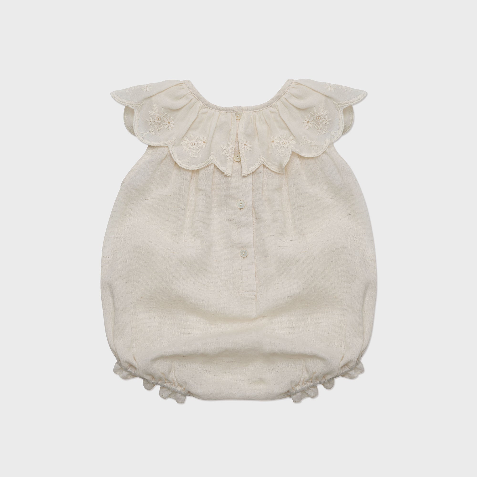 Baby Girls White Embroidered Cotton Babysuit
