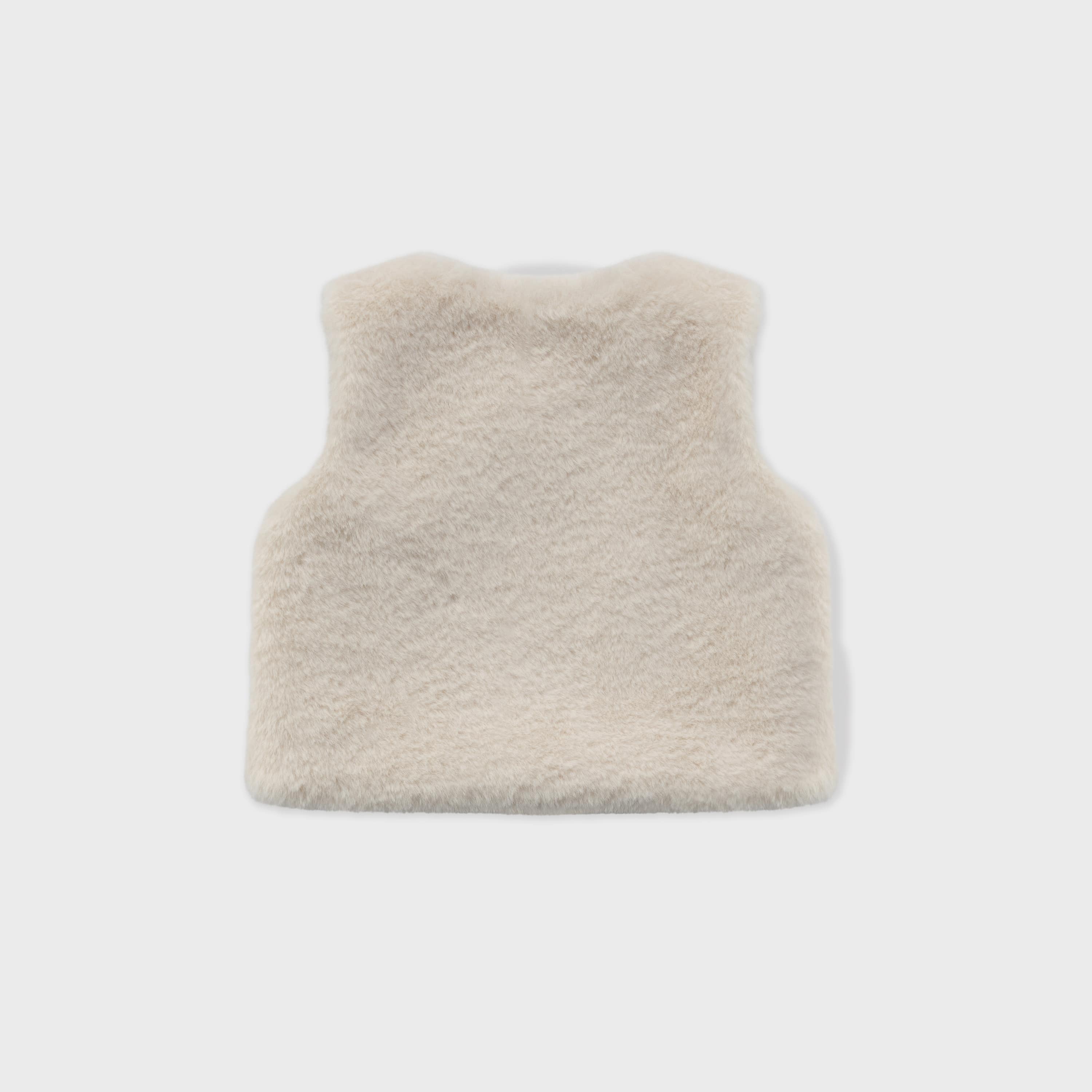 Baby Girls White Faux-Fur Gilet