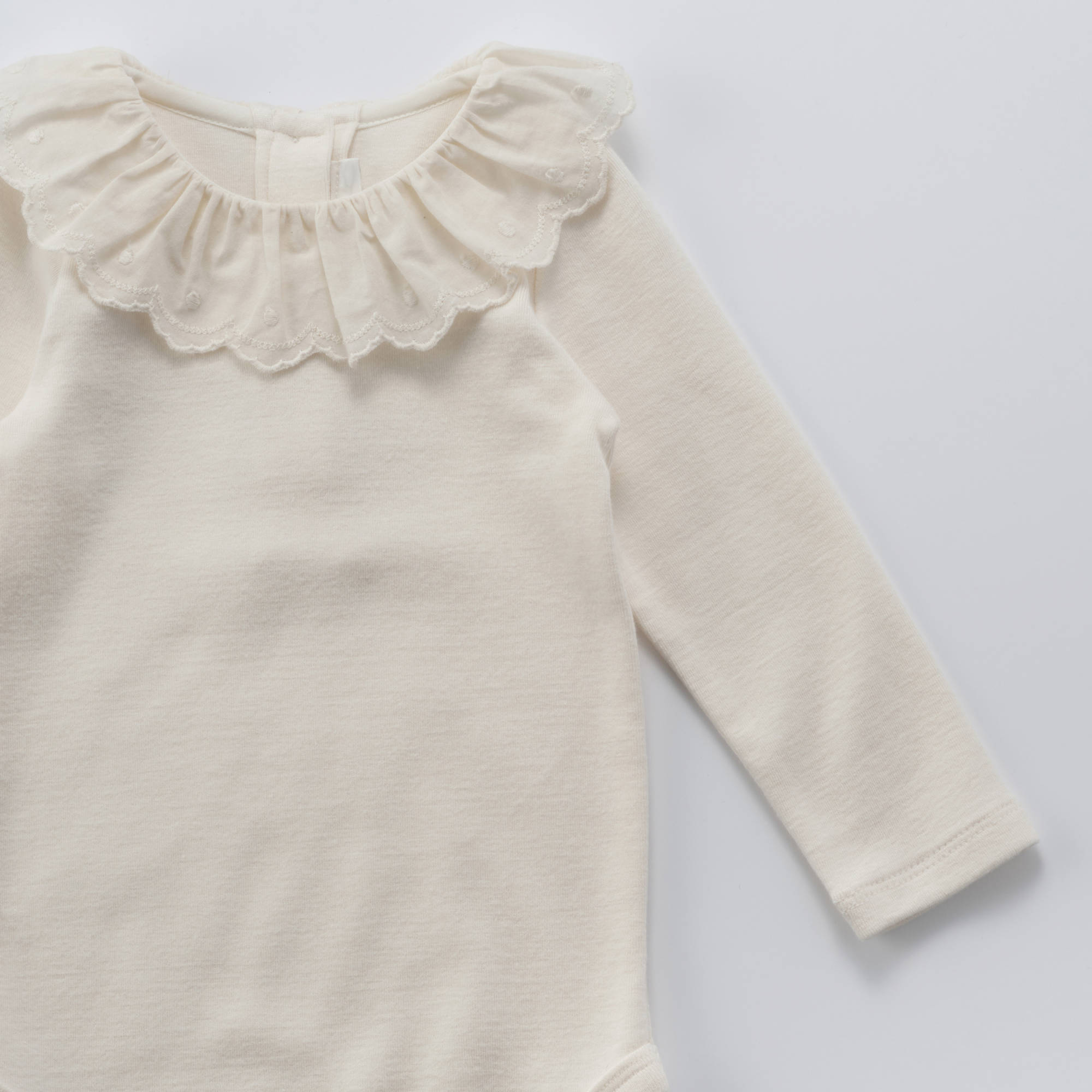 Baby Girls White Ruffled Cotton Babysuit
