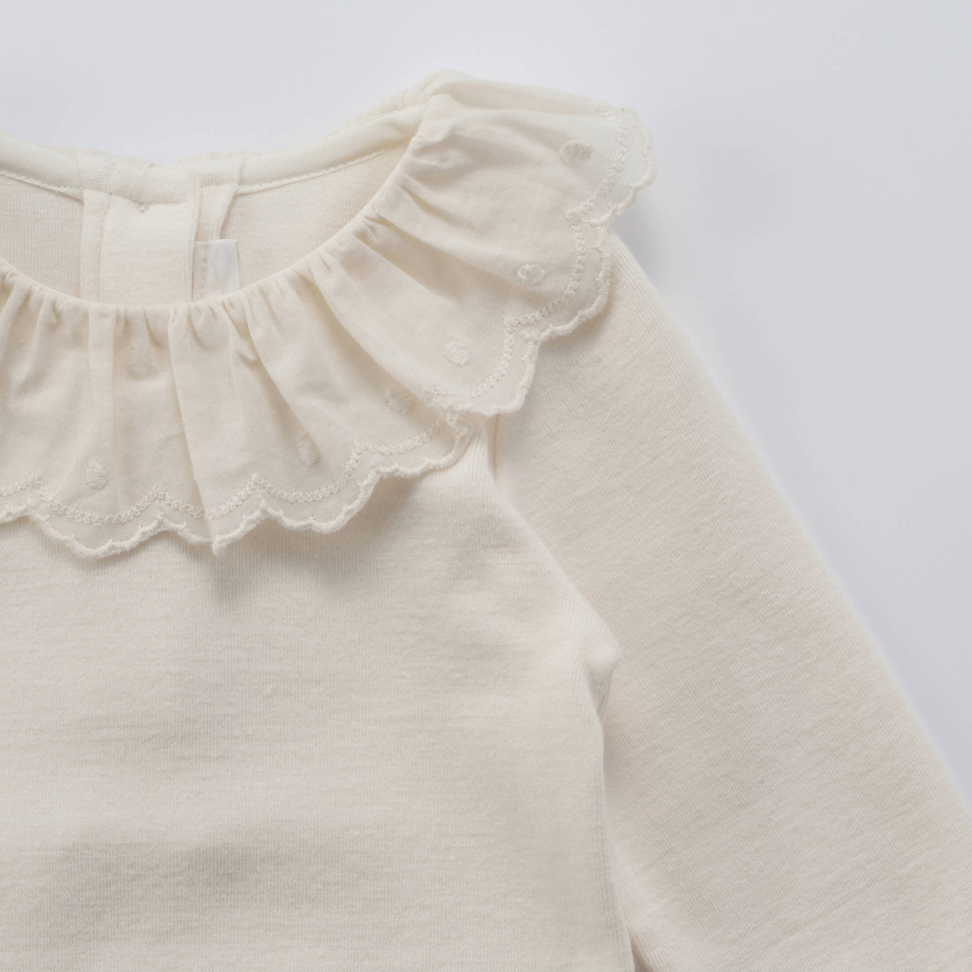 Baby Girls White Ruffled Cotton Babysuit