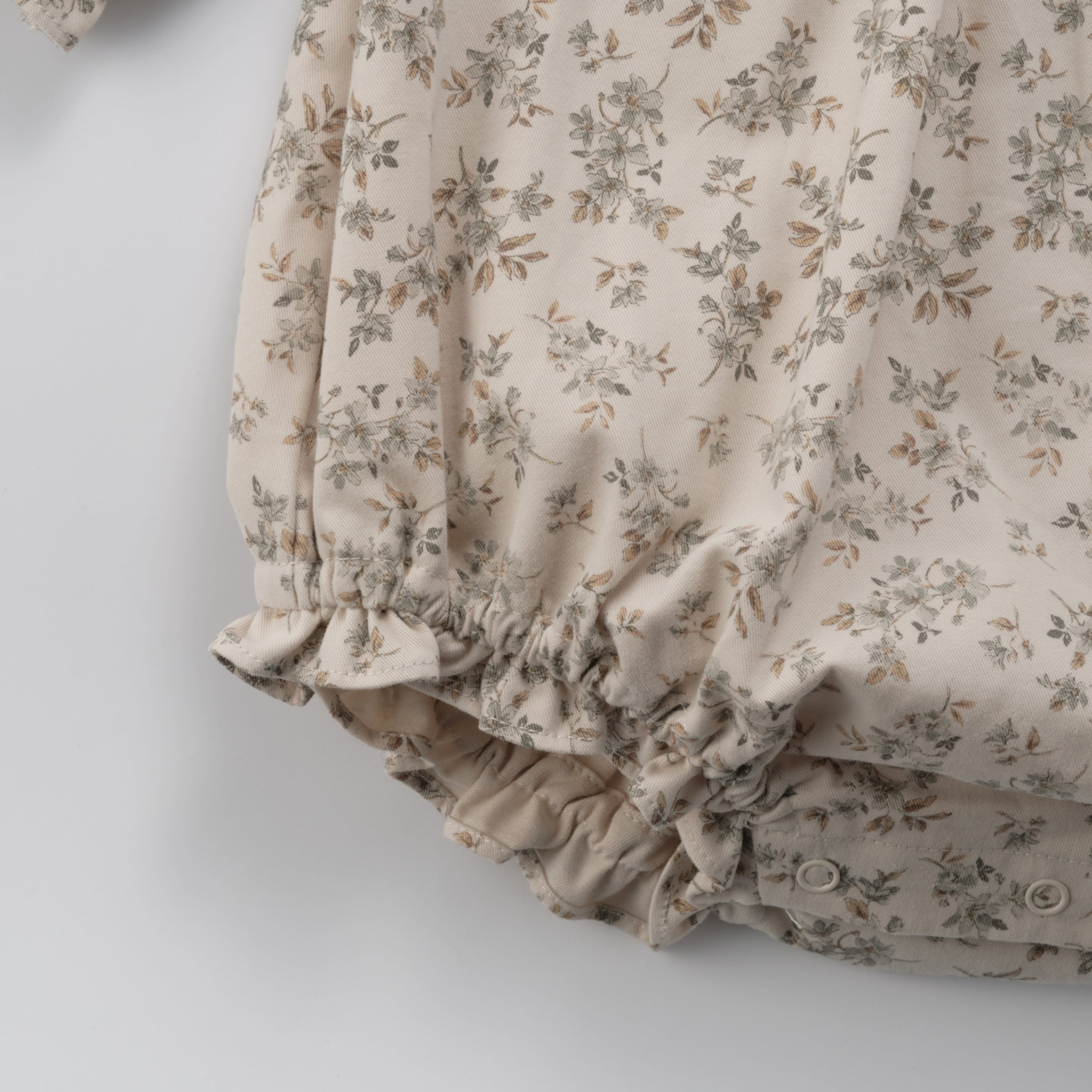 Baby Girls Beige Floral Cotton Babysuit