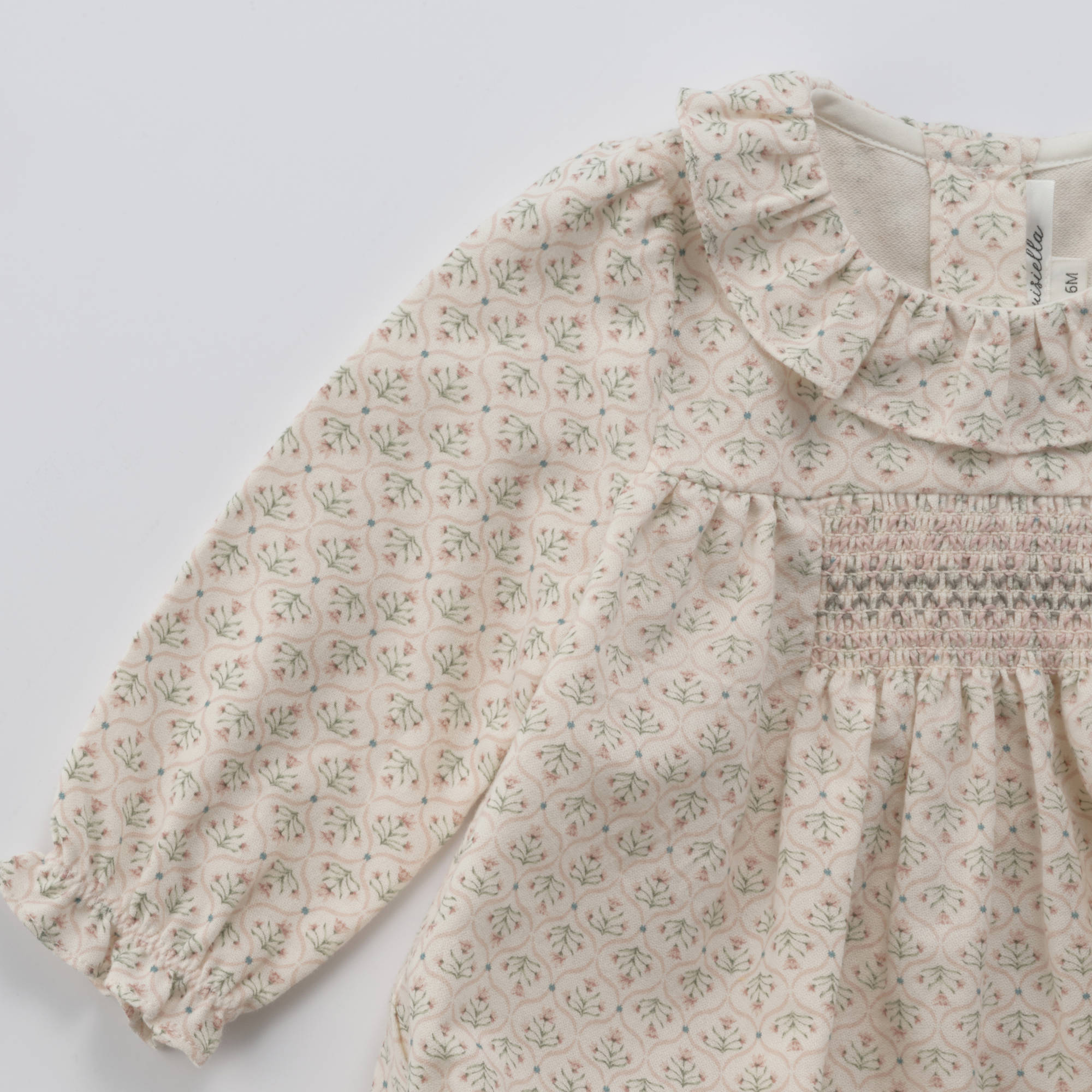 Baby Girls Light Pink Printed Cotton Babysuit