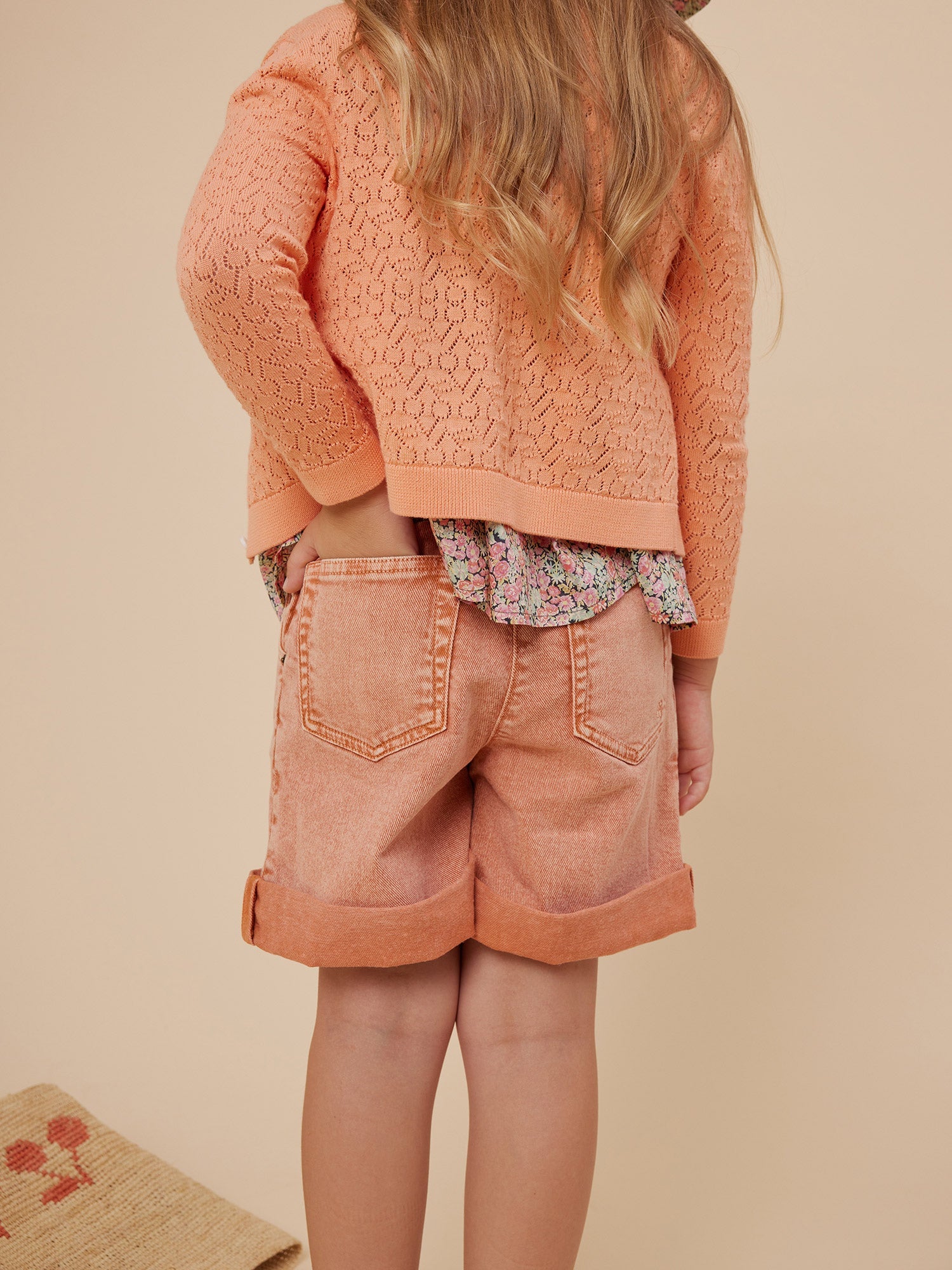 Girls Orange Cotton Shorts